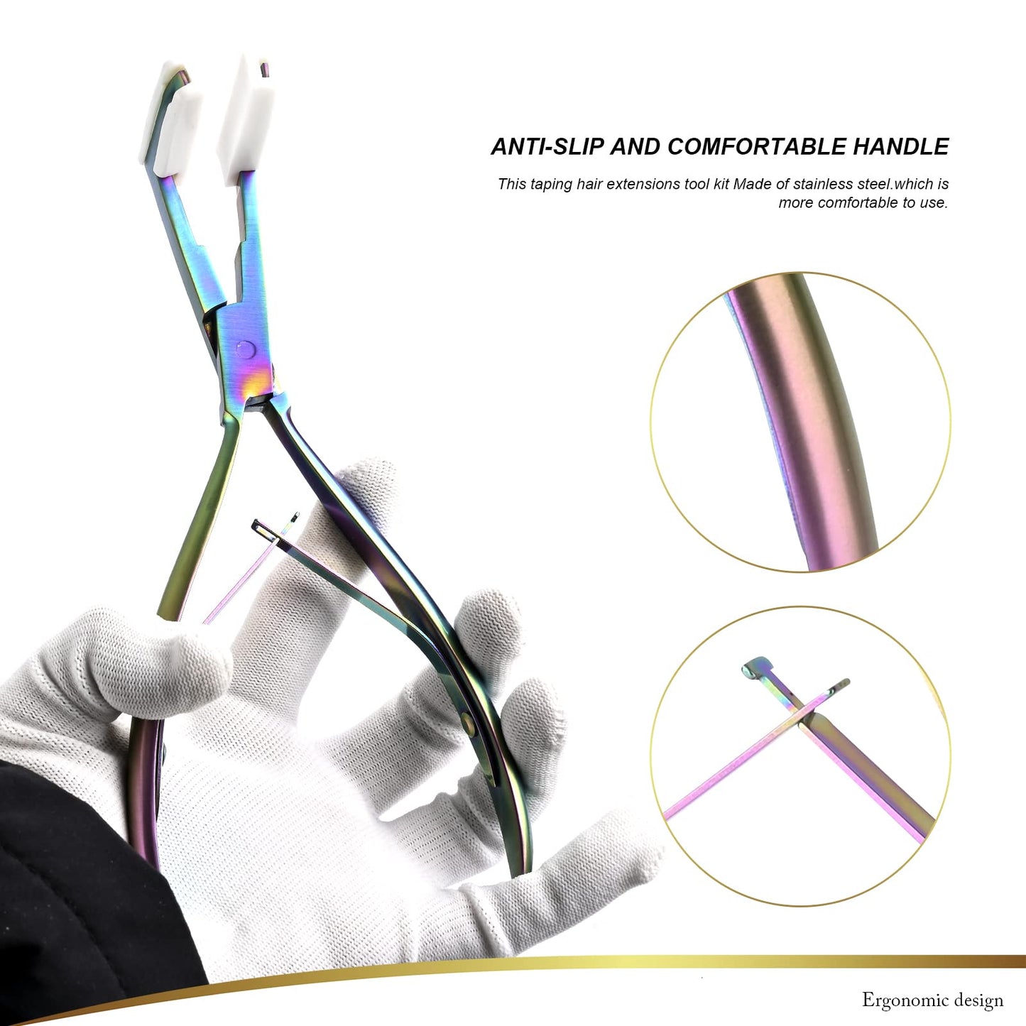 EHDIS Tape in Hair Extensions Pliers Stainless Steel Flat Surface Extensions Tape Sealing Clamp Pliers Tool (Type A)