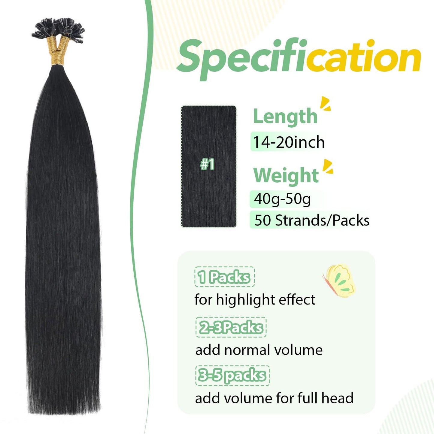 U Tip Hair Extensions Real Human Hair 50 Strands 50g 20inch Balayage Ombre Walnut Brown to Ash Brown and Blonde Pre Bonded Hair Extensions Nail U Tip Hair Extensions #3/8/22 20inch