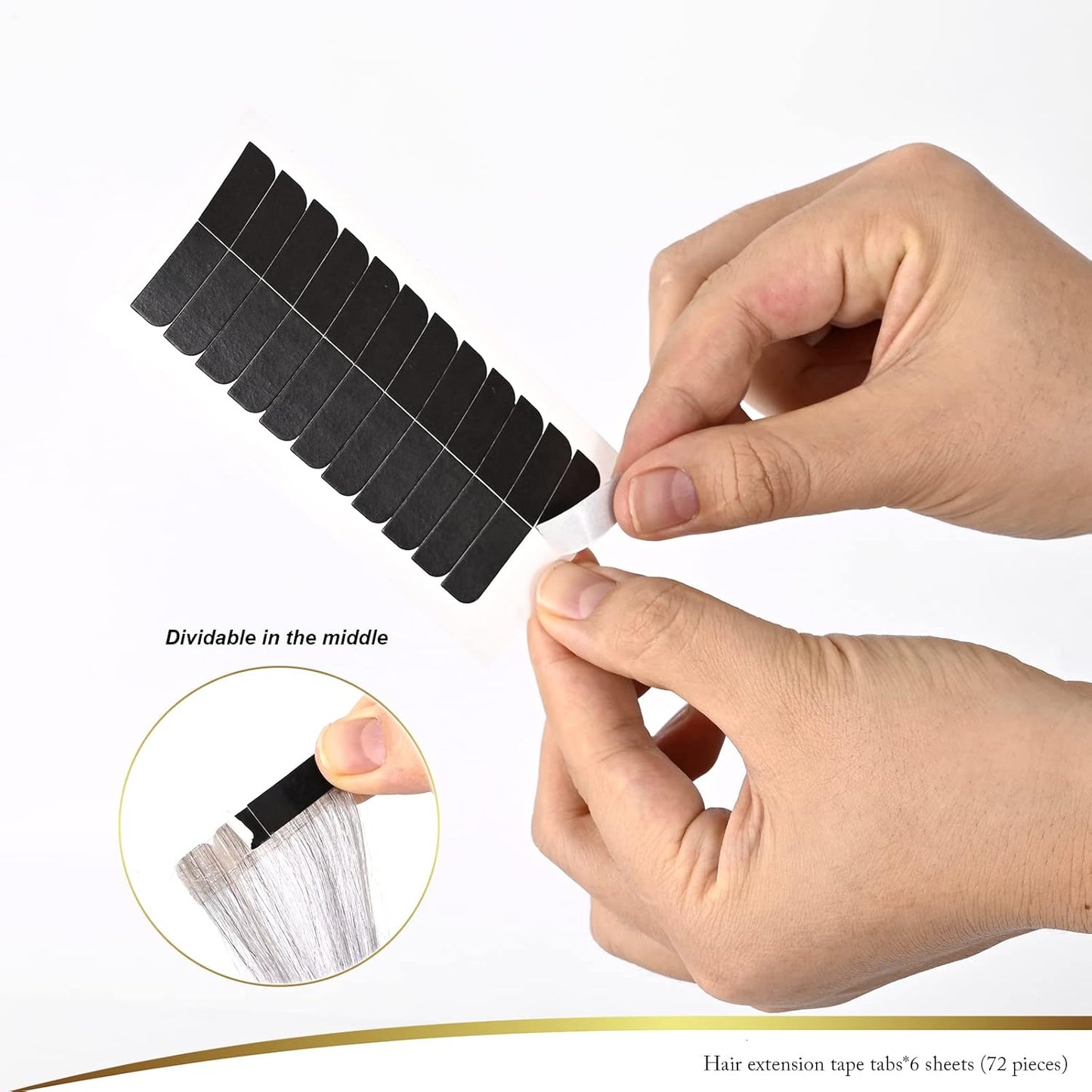 EHDIS Hair Extension Tape Tabs, 6 Sheets Double Sided Replacement Tape Adhesive Hair Extension Tapes with Glue Remover Scraper Tool and Tweezers(Type B)