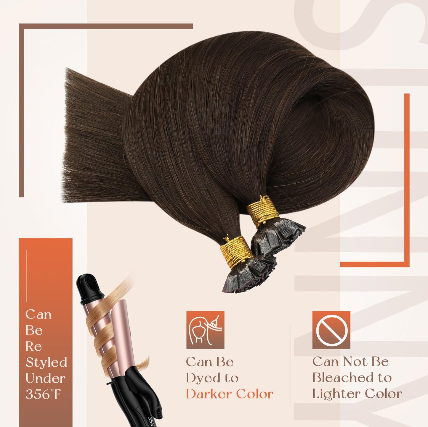 Remy Flat Tip Hair Extensions Human Hair Keratin Fusion Hair Extensions Real Human Hair Extensions for Women 50G/50S Warm Ash Blonde Highlight Bleach Blonde 16inch