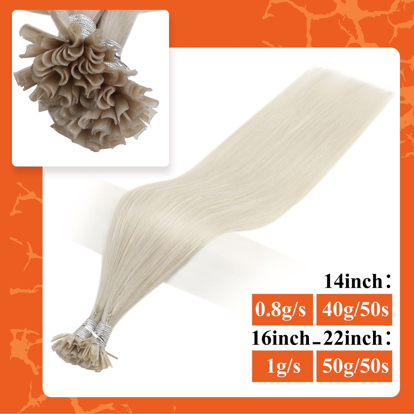 Full Shine Cold Fusion Prebonded Human Hair Extensions with Microbeads Color 18 Ash Blonde Highlighted 613 Blonde Micro Link Straight Hair 22 Inch Natural Hair Extensions for Women 50 Strands