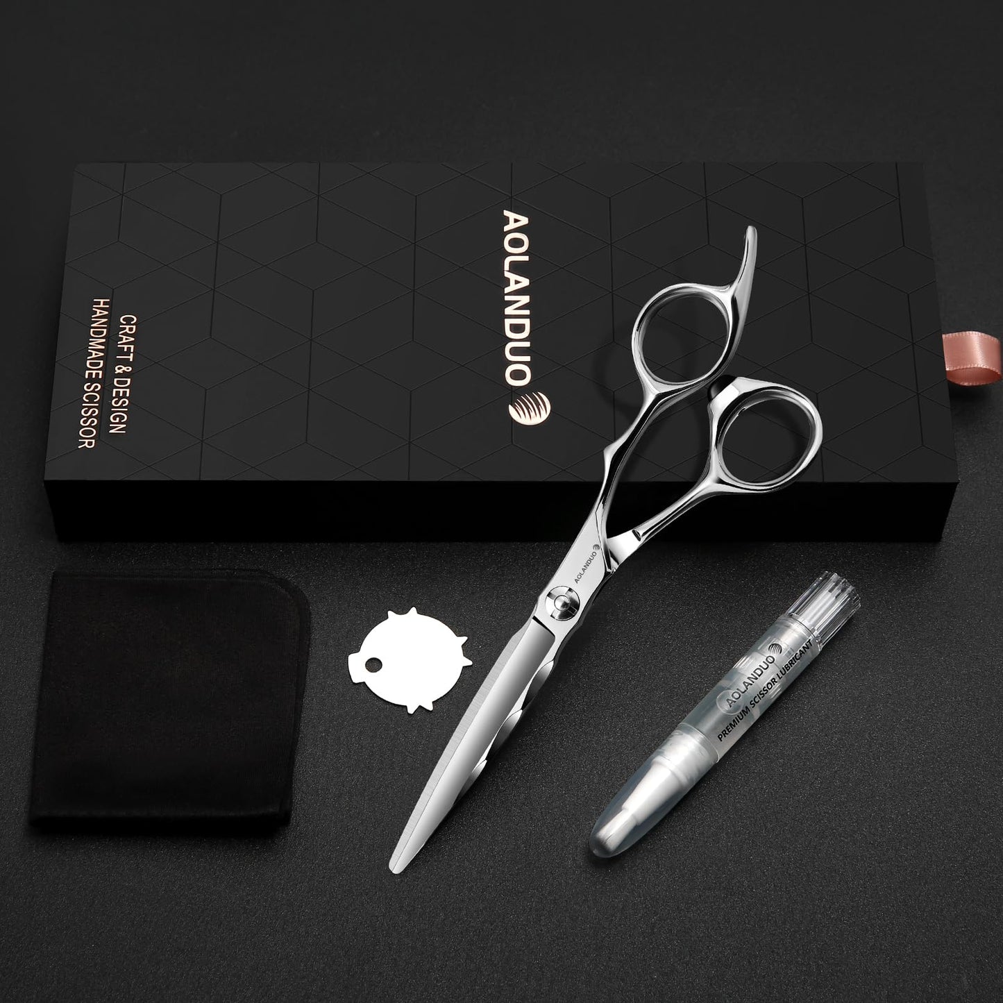 AOLANDUO Hair Cutting Scissor-Extremely Sharp-Offset Design Using Japanese JP440C Stainless Steel Hair Scissor for Barbers & Salon Stylists- Smooth Motion Fine Craftsmanship Barber Scissor (Classic)