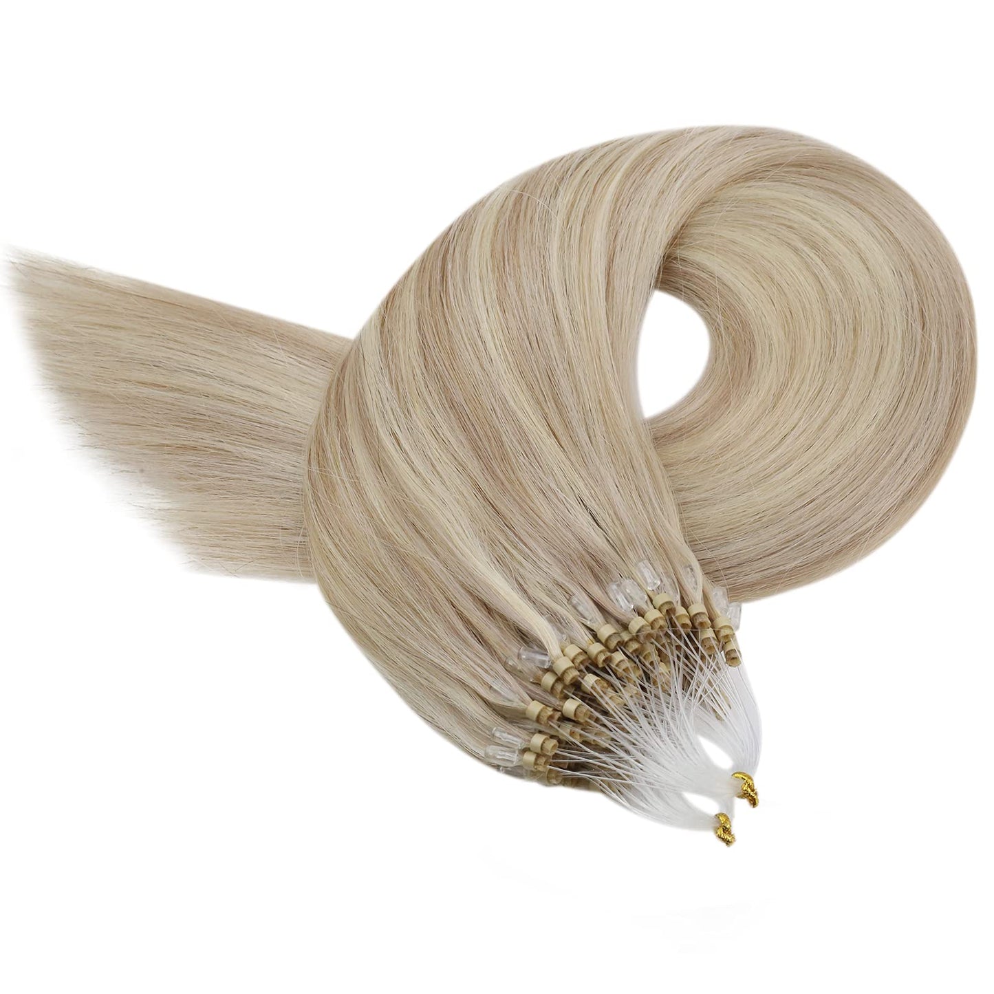 REMY premium Micro Link Hair Extensions Highlight Micro Loop Hair Extensions Real Human Hair Light Brown Highlights Blonde Micro Extensions Real Human Hair Add Hair Volume 18 Inch 50s/50g