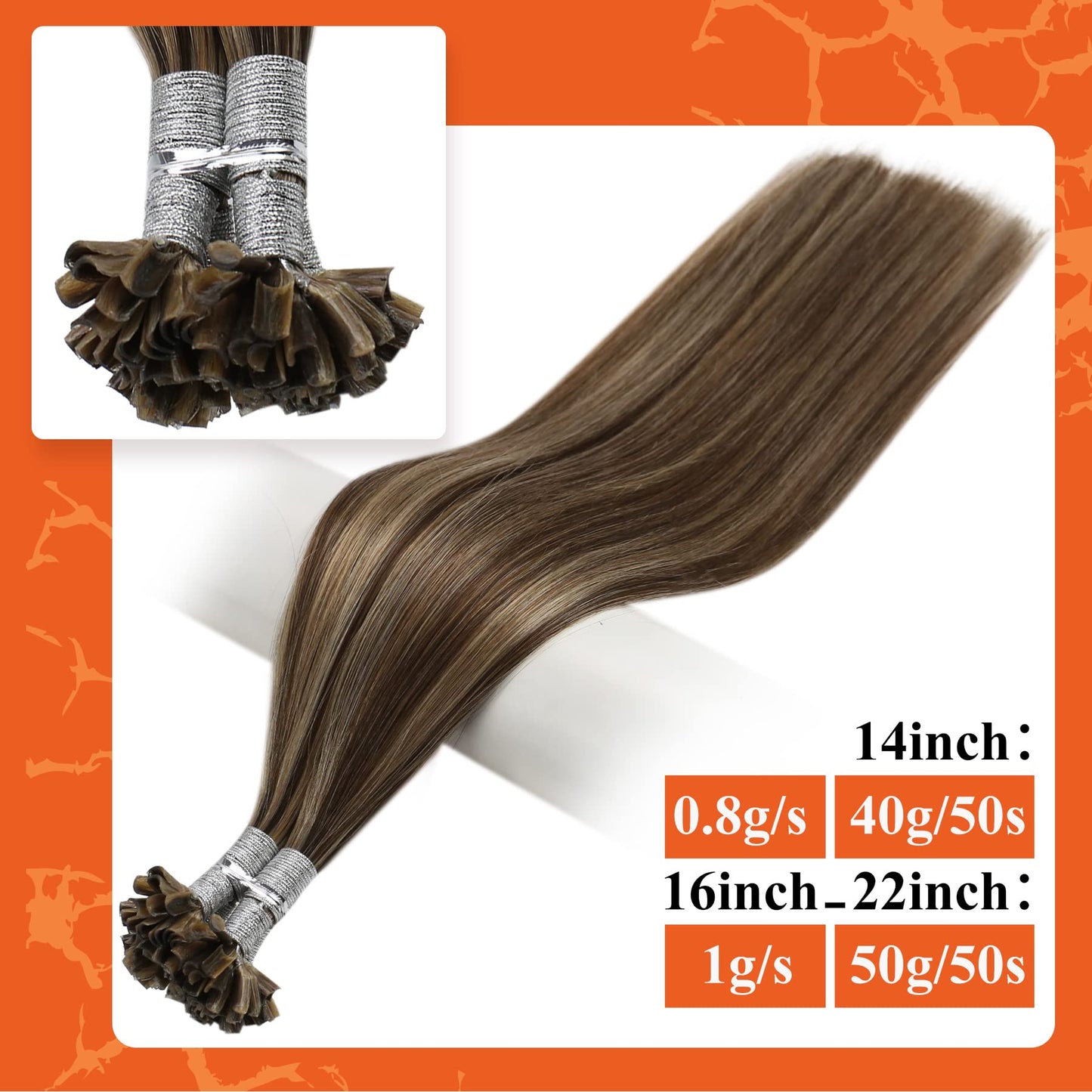 Full Shine Cold Fusion Prebonded Human Hair Extensions with Microbeads Color 18 Ash Blonde Highlighted 613 Blonde Micro Link Straight Hair 22 Inch Natural Hair Extensions for Women 50 Strands