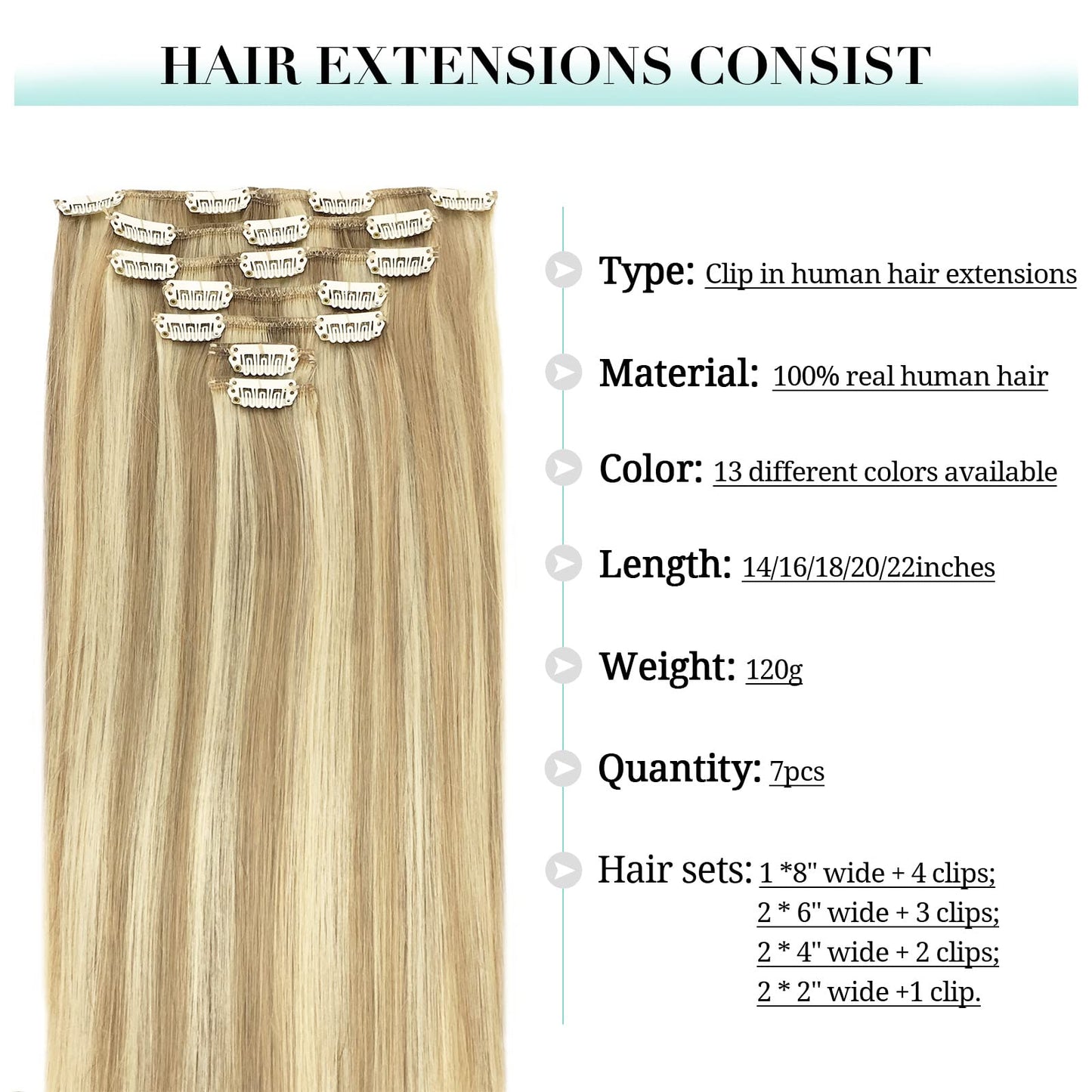 DOORES Seamless Clip in Hair Extensions Real Human Hair, Jet Black 150g 7pcs 20 Inch, Hair Extensions Clip in Human Hair Extensions Clip ins with Thin Weft Thick Straight Hair