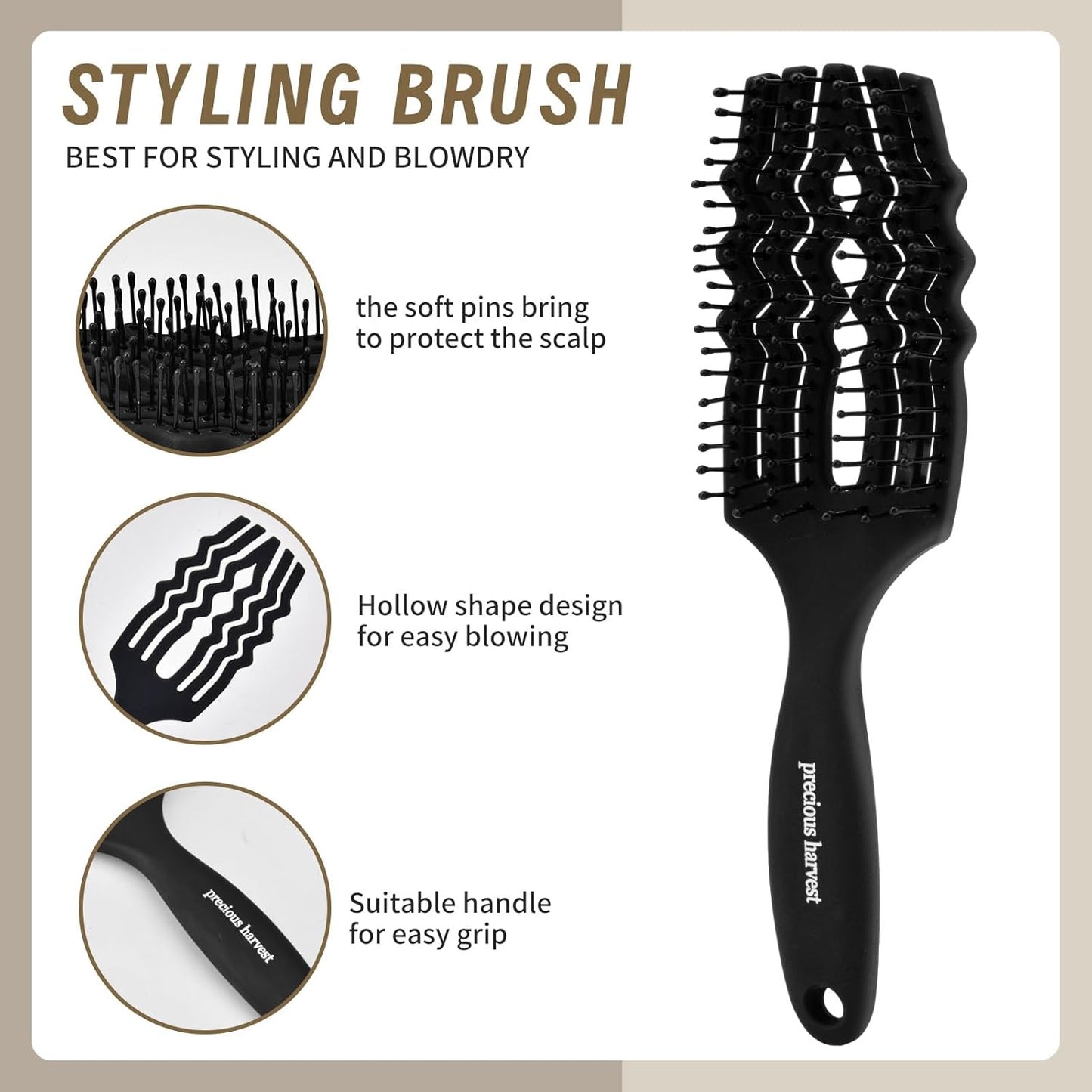 Four multi-functional comb sets, black massage comb, hair massage and styling, suitable for men or women, a must-have for both home and professionals