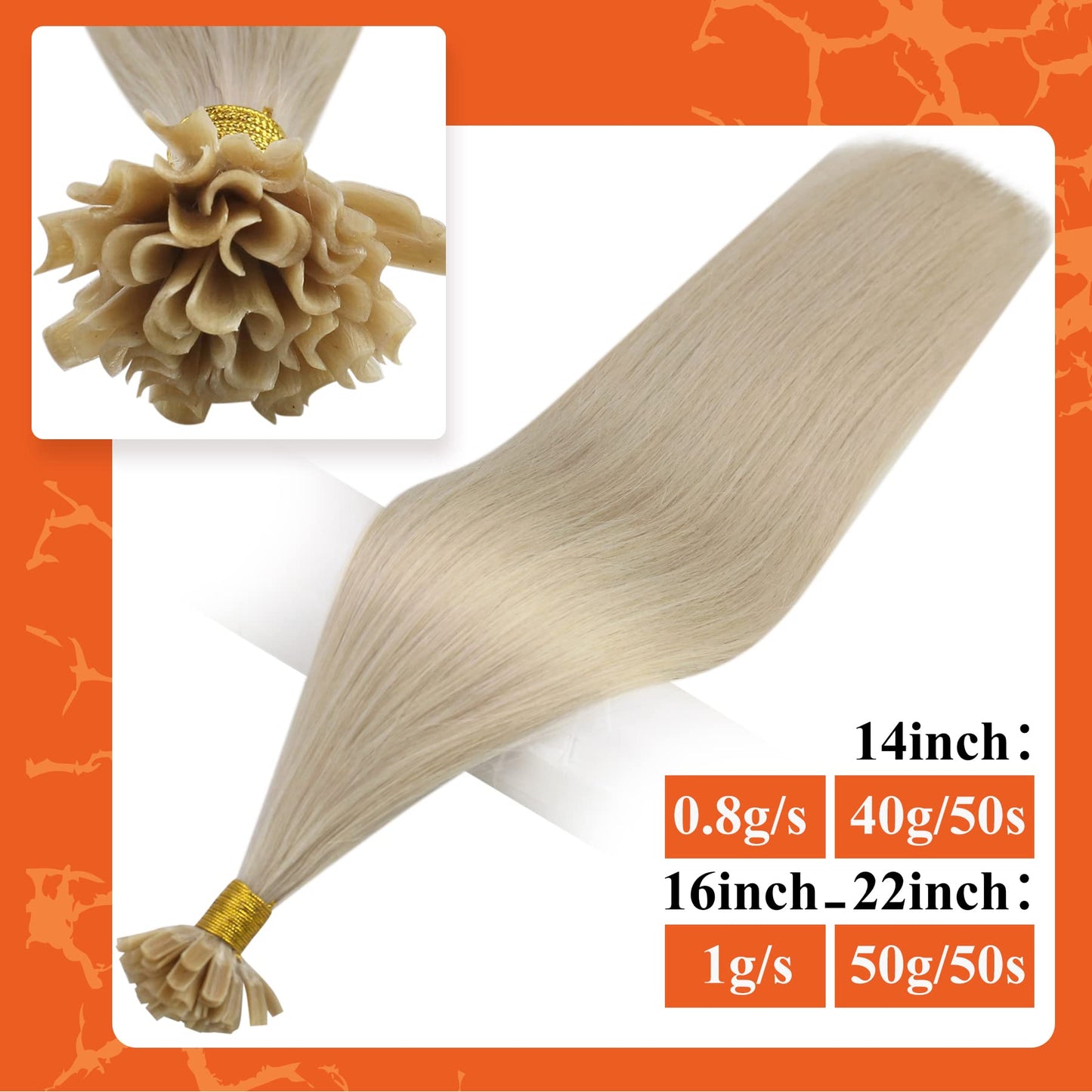 Full Shine Cold Fusion Prebonded Human Hair Extensions with Microbeads Color 18 Ash Blonde Highlighted 613 Blonde Micro Link Straight Hair 22 Inch Natural Hair Extensions for Women 50 Strands