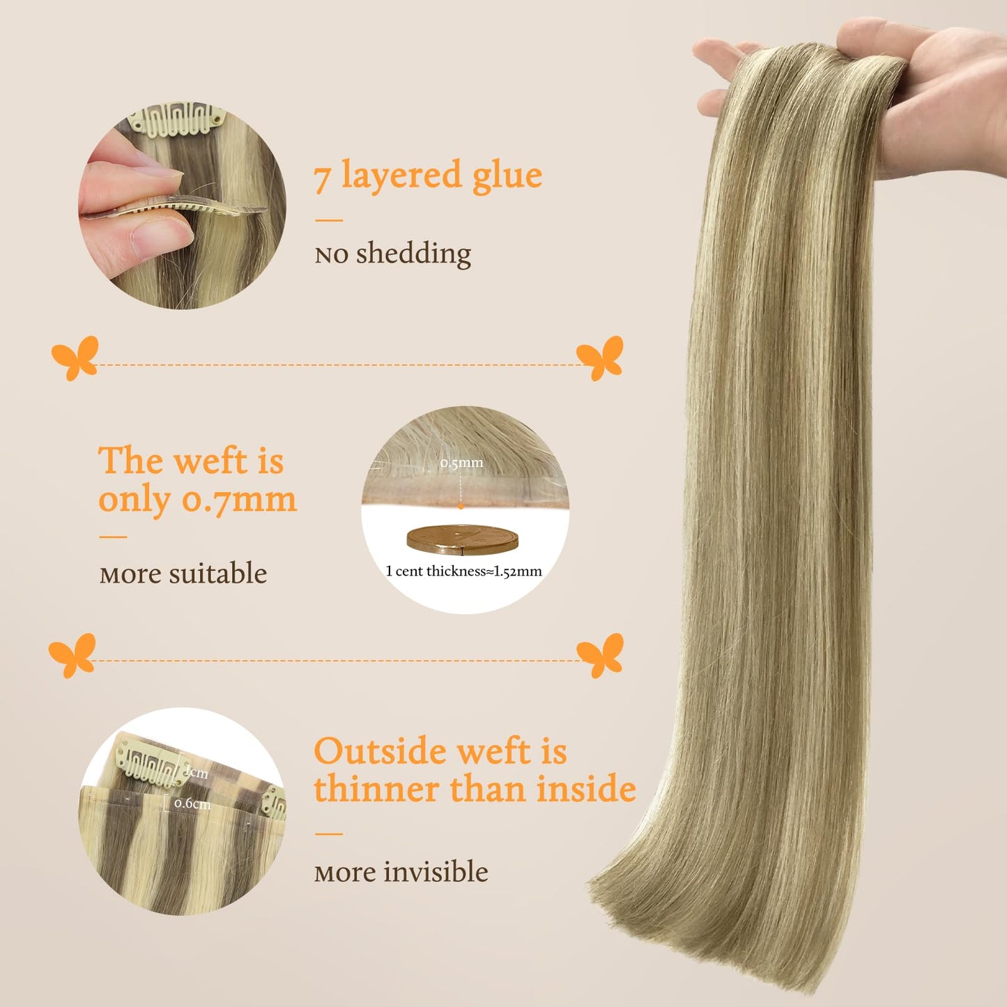 DOORES Seamless Clip in Hair Extensions Real Human Hair, Jet Black 150g 7pcs 20 Inch, Hair Extensions Clip in Human Hair Extensions Clip ins with Thin Weft Thick Straight Hair