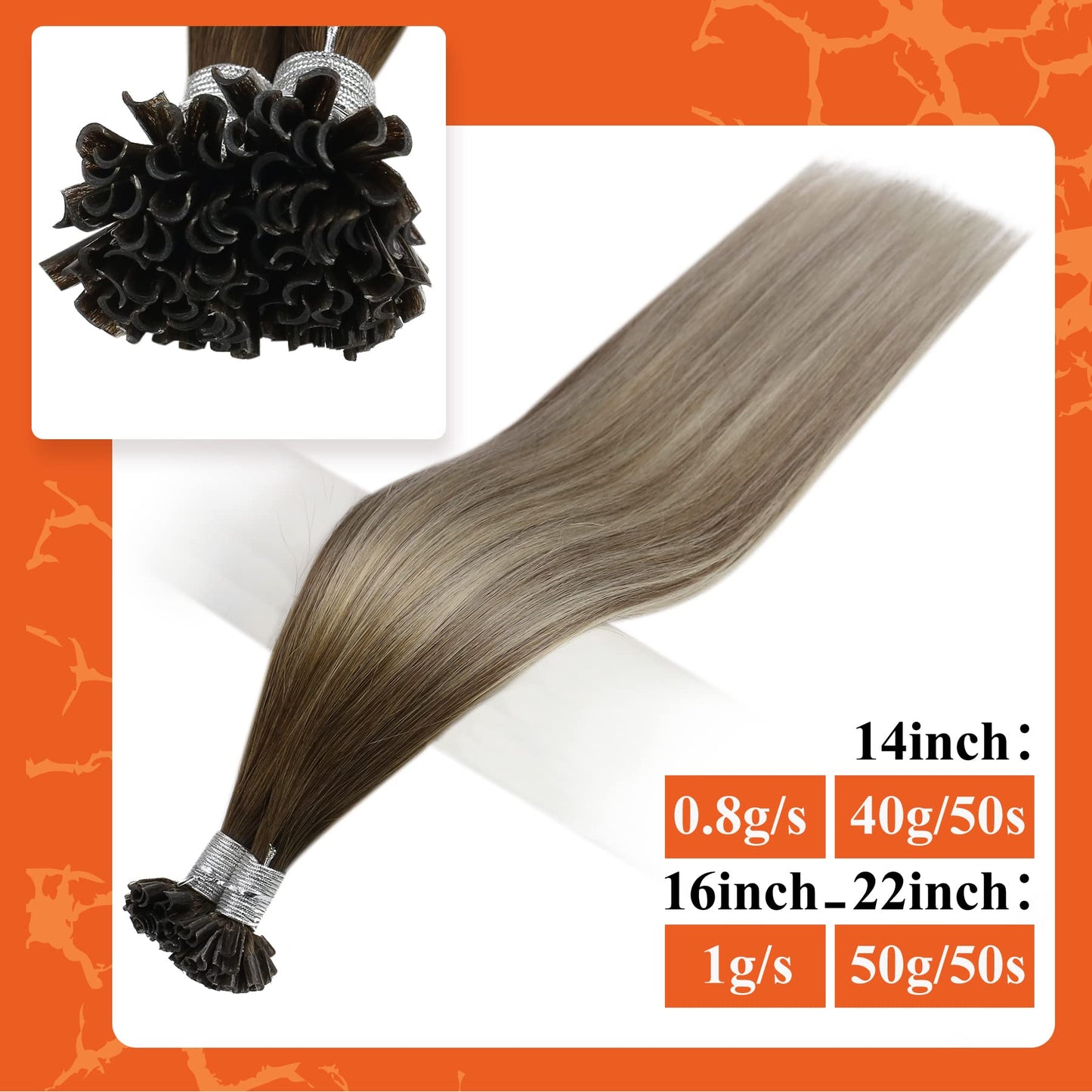 Full Shine Cold Fusion Prebonded Human Hair Extensions with Microbeads Color 18 Ash Blonde Highlighted 613 Blonde Micro Link Straight Hair 22 Inch Natural Hair Extensions for Women 50 Strands