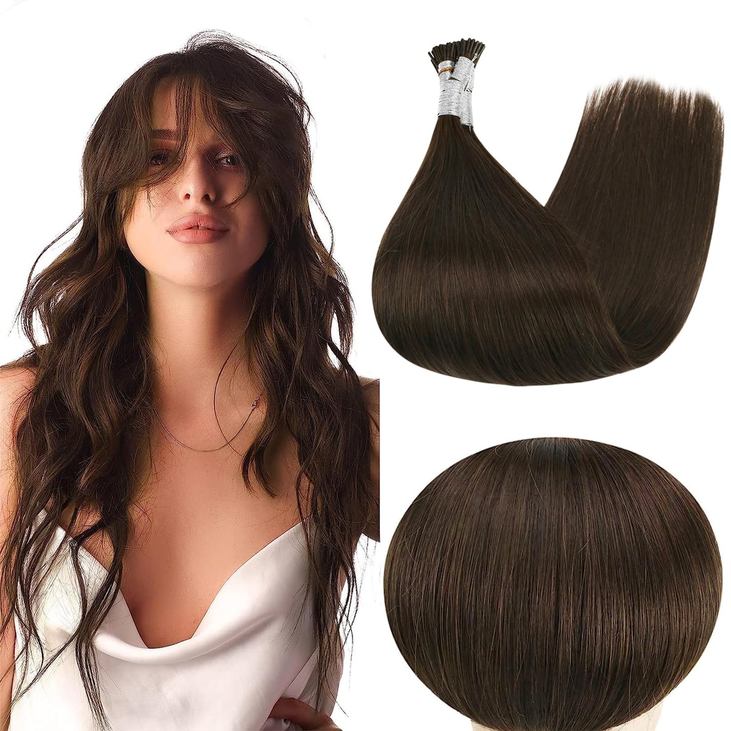 Full Shine Cold Fusion Prebonded Human Hair Extensions with Microbeads Color 18 Ash Blonde Highlighted 613 Blonde Micro Link Straight Hair 22 Inch Natural Hair Extensions for Women 50 Strands