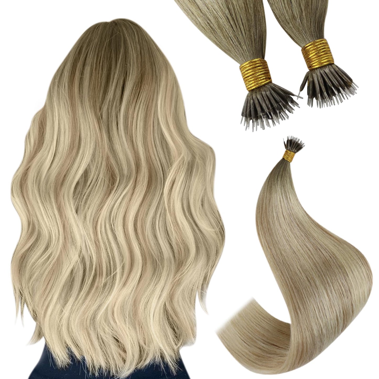 REMY premium Micro Link Hair Extensions Highlight Micro Loop Hair Extensions Real Human Hair Light Brown Highlights Blonde Micro Extensions Real Human Hair Add Hair Volume 18 Inch 50s/50g