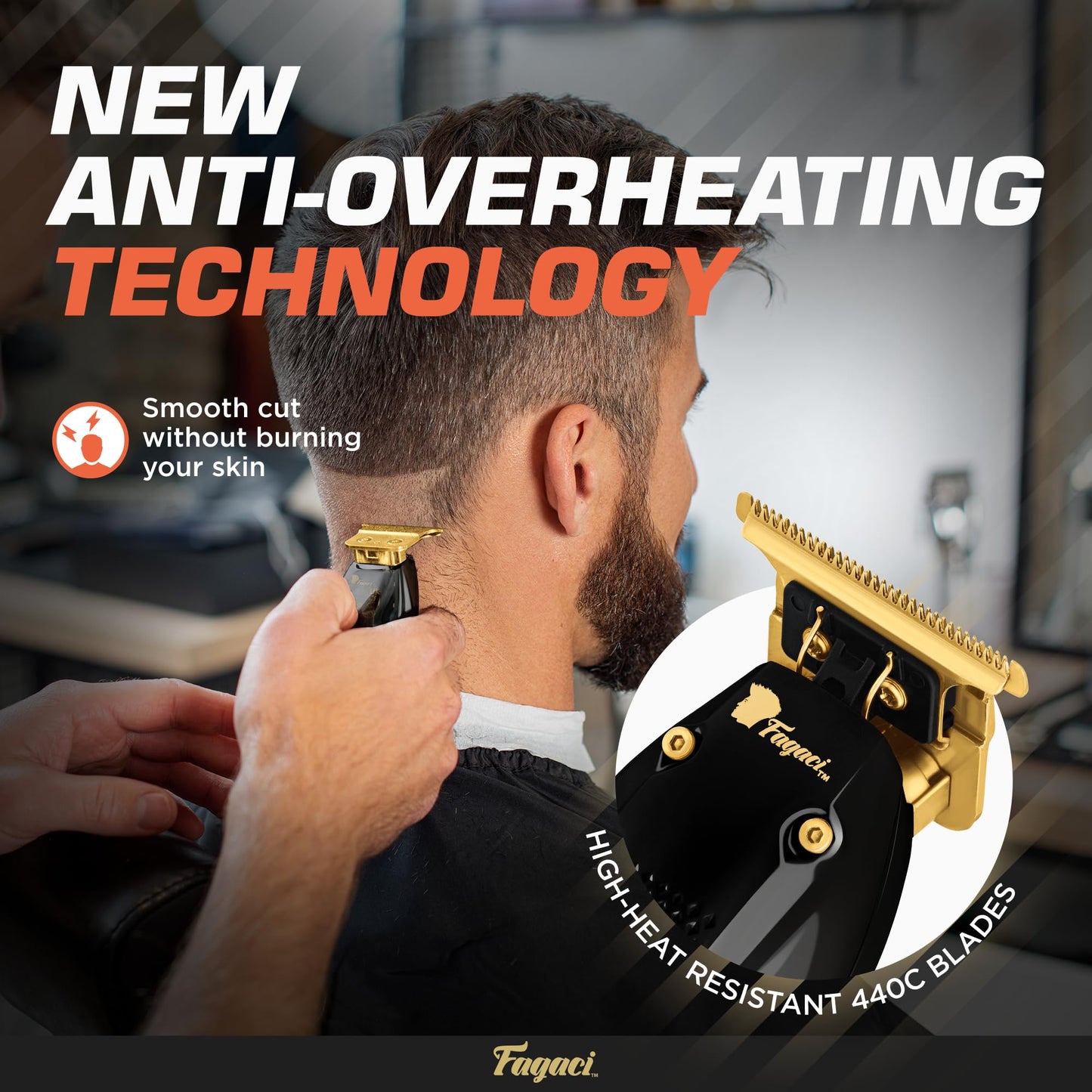 Fagaci Cordless Trimmers for Barbers - Turbo Power with Precise Cutting, Hair Liners for Men Clippers, T-Blade Trimmer for Men, Professional Zero Gapped Hair Trimmer for Men, T-Outliner Barber Trimmer