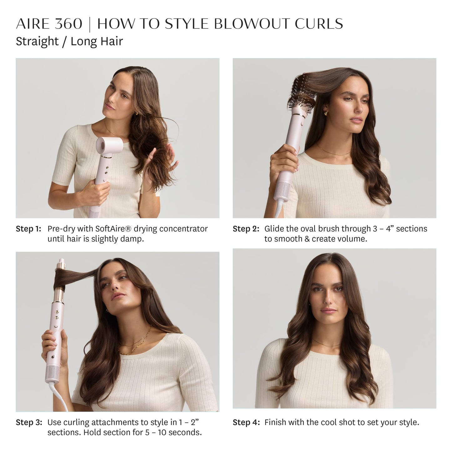 T3 Aire 360 Air Styler Blowout Kit with Ceramic Curling Attachments, Oval Brush & Drying Concentrator | Fast, Healthy Blowouts and Long-Lasting Curls| For All Hair Types