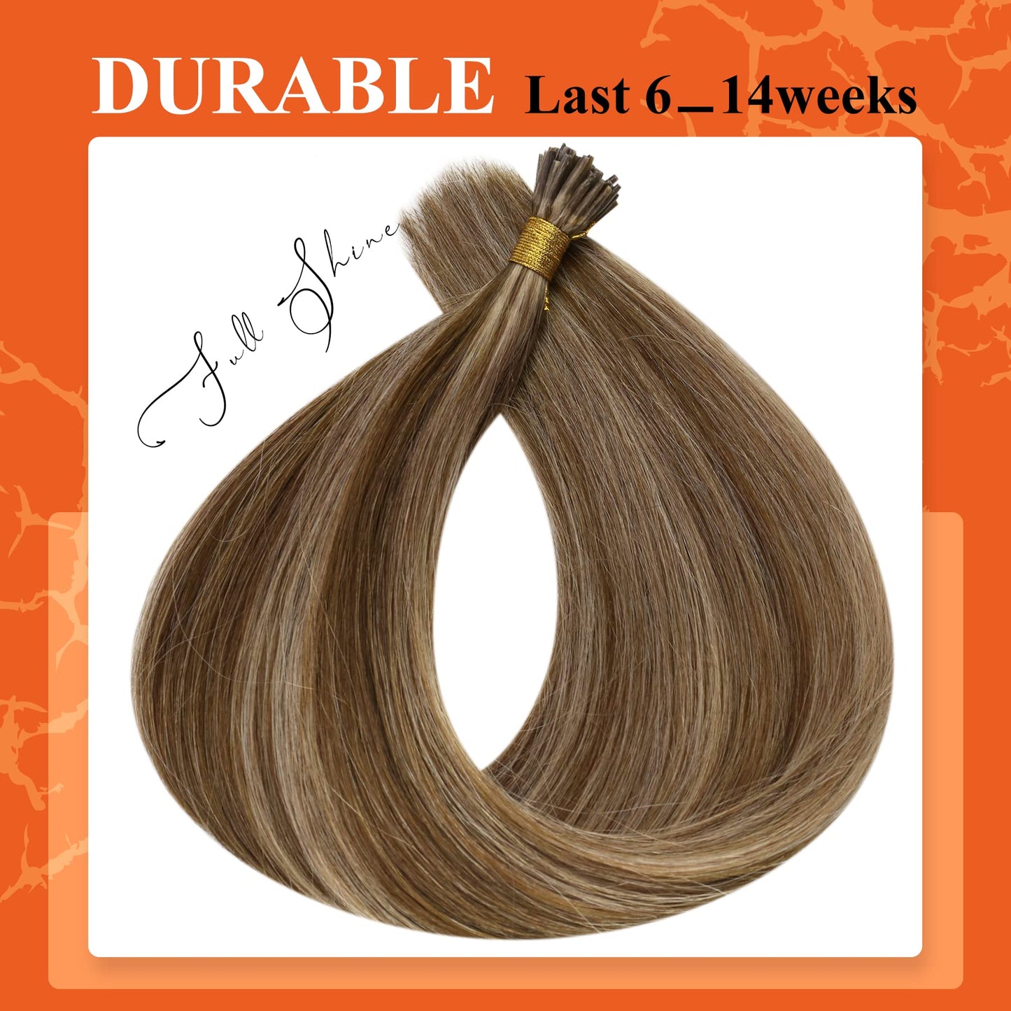 Full Shine Cold Fusion Prebonded Human Hair Extensions with Microbeads Color 18 Ash Blonde Highlighted 613 Blonde Micro Link Straight Hair 22 Inch Natural Hair Extensions for Women 50 Strands