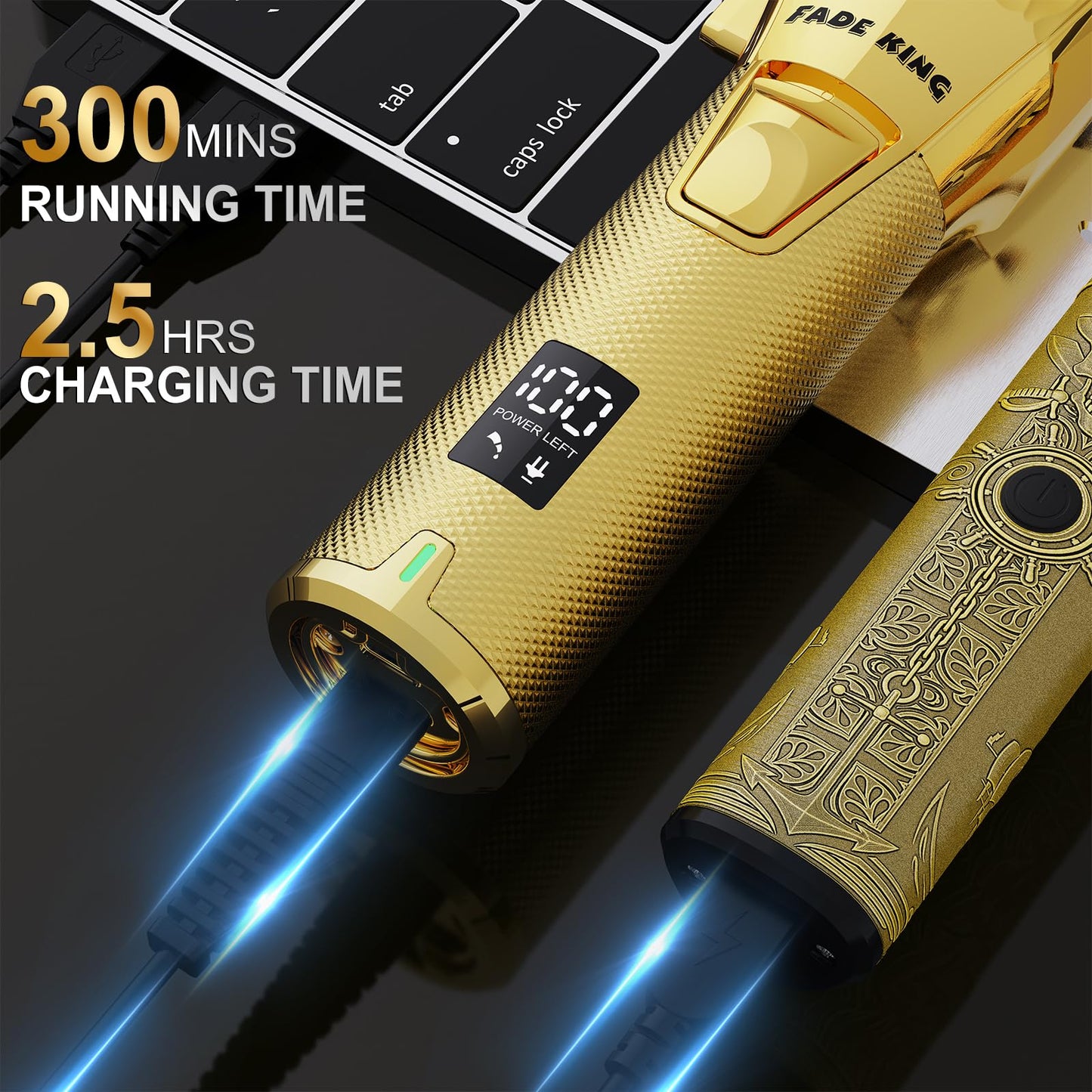 FADEKING® Professional Hair Clippers for Men - Cordless Beard Trimmer for Men, LCD Display Hair Clippers and Trimmer Set for Barber Haircut, Mens Grooming Kit with Travel Case