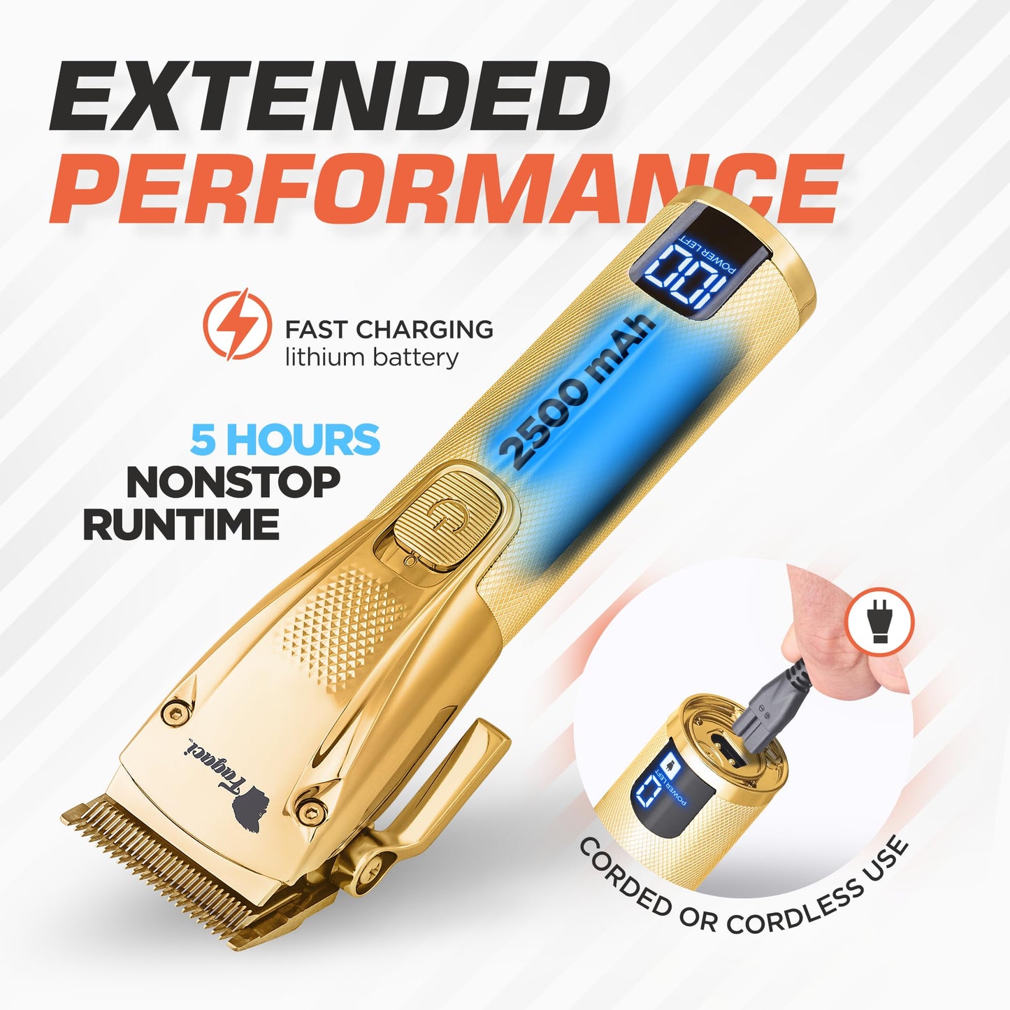 Fagaci Professional Hair Clippers for Barbers with Precise Cutting, Turbo Power Cordless Hair Clippers for Men Professional, Clippers for Hair Cutting, Maquina de Cortar Cabello, Men Hair Clippers Kit