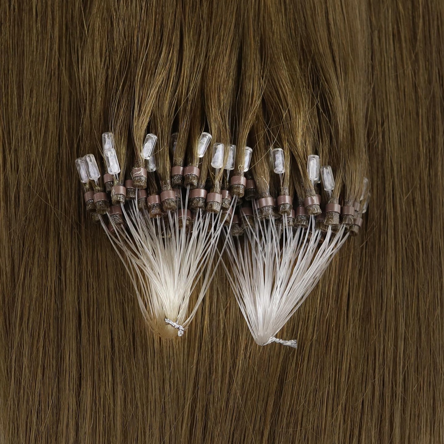 Full Shine Cold Fusion Prebonded Human Hair Extensions with Microbeads Color 18 Ash Blonde Highlighted 613 Blonde Micro Link Straight Hair 22 Inch Natural Hair Extensions for Women 50 Strands