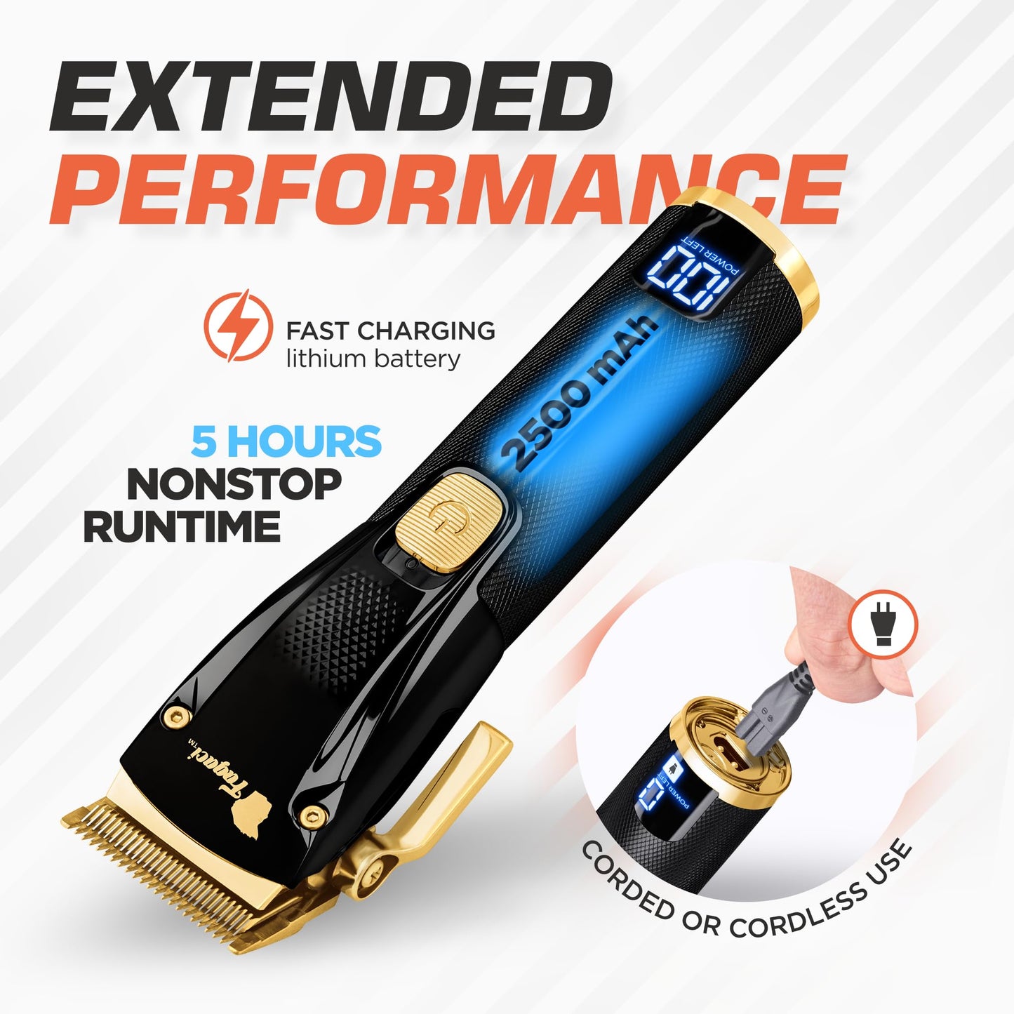 Fagaci Professional Hair Clippers for Barbers with Precise Cutting, Turbo Power Cordless Hair Clippers for Men Professional, Clippers for Hair Cutting, Maquina de Cortar Cabello, Men Hair Clippers Kit