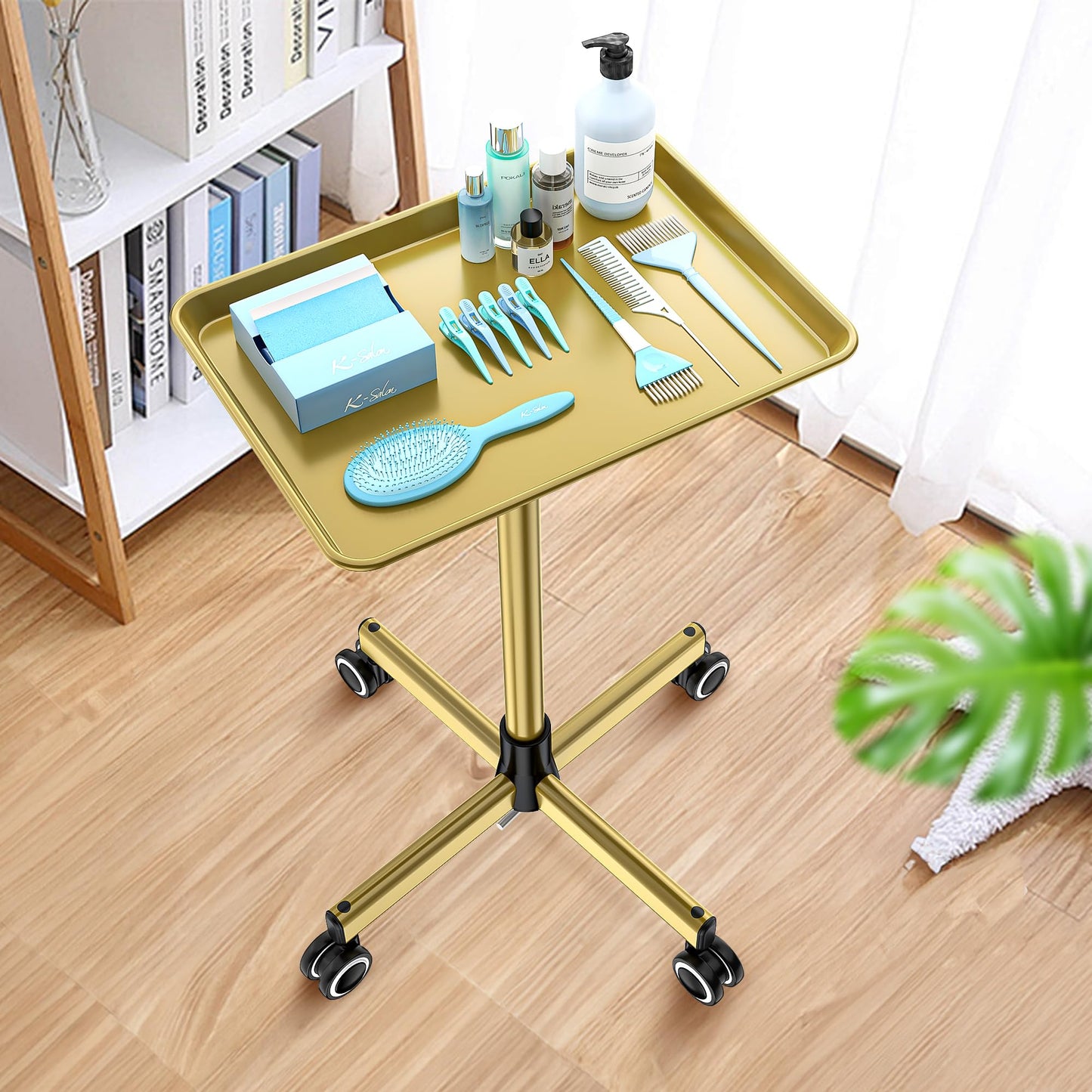 Salon Tray Tattoo Tray Salon Cart for Hair Stylist Salon Trolley Cart with Wheels Salon Rolling Tray-Pink