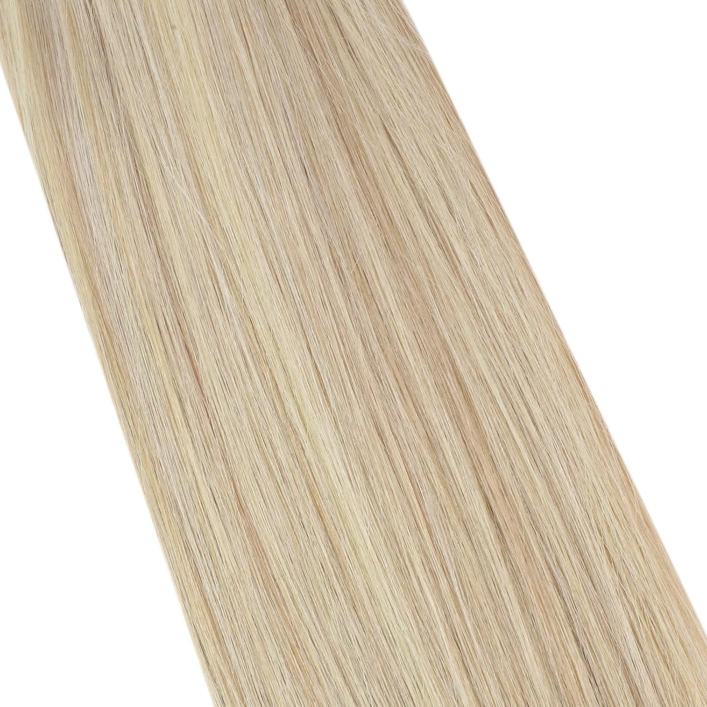 Remy Flat Tip Hair Extensions Human Hair Keratin Fusion Hair Extensions Real Human Hair Extensions for Women 50G/50S Warm Ash Blonde Highlight Bleach Blonde 16inch