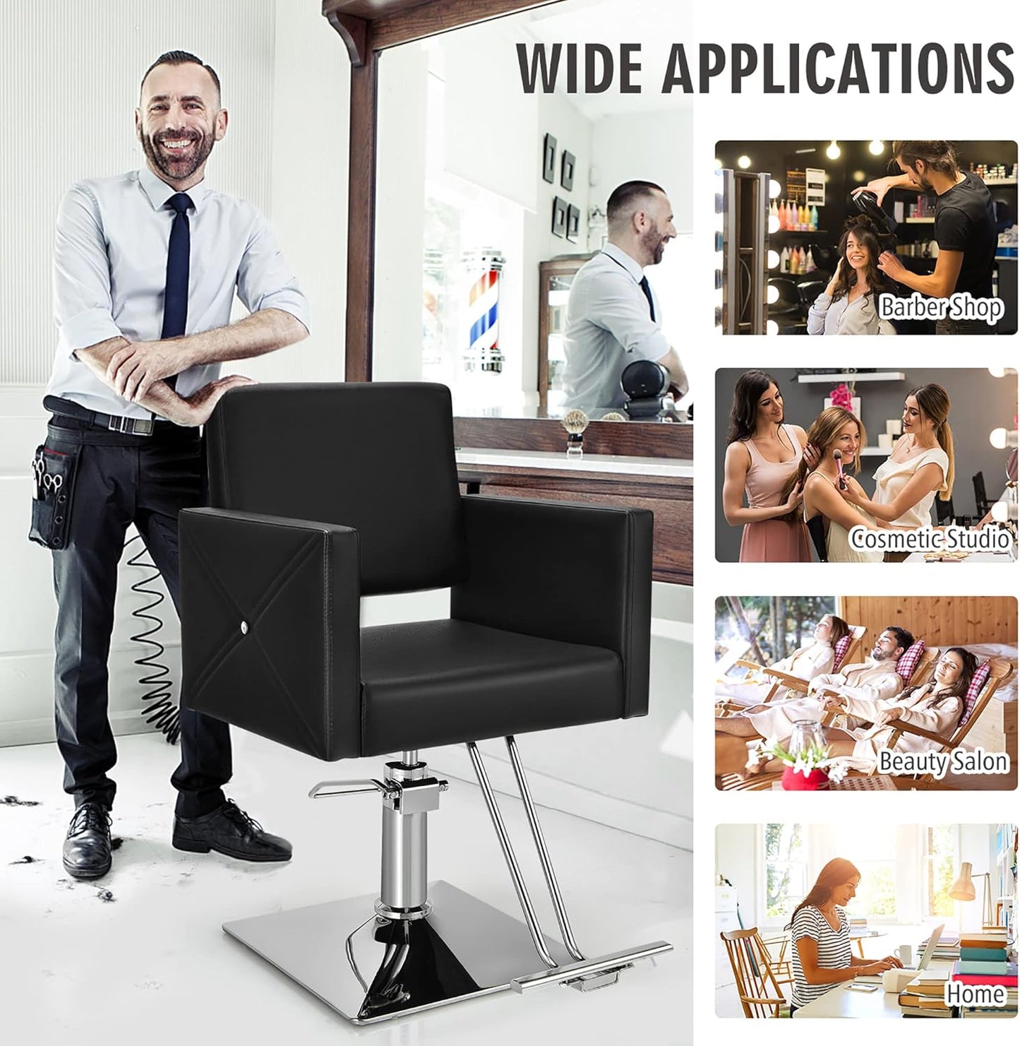 DORTALA Salon Chair for Hair Stylist, Adjustable Multi-purpose Barber Chair with Hydraulic Pump, 360 Degrees Swivel, Classic Styling Beauty Spa Equipment for Women & Men, 330 LBS, Black