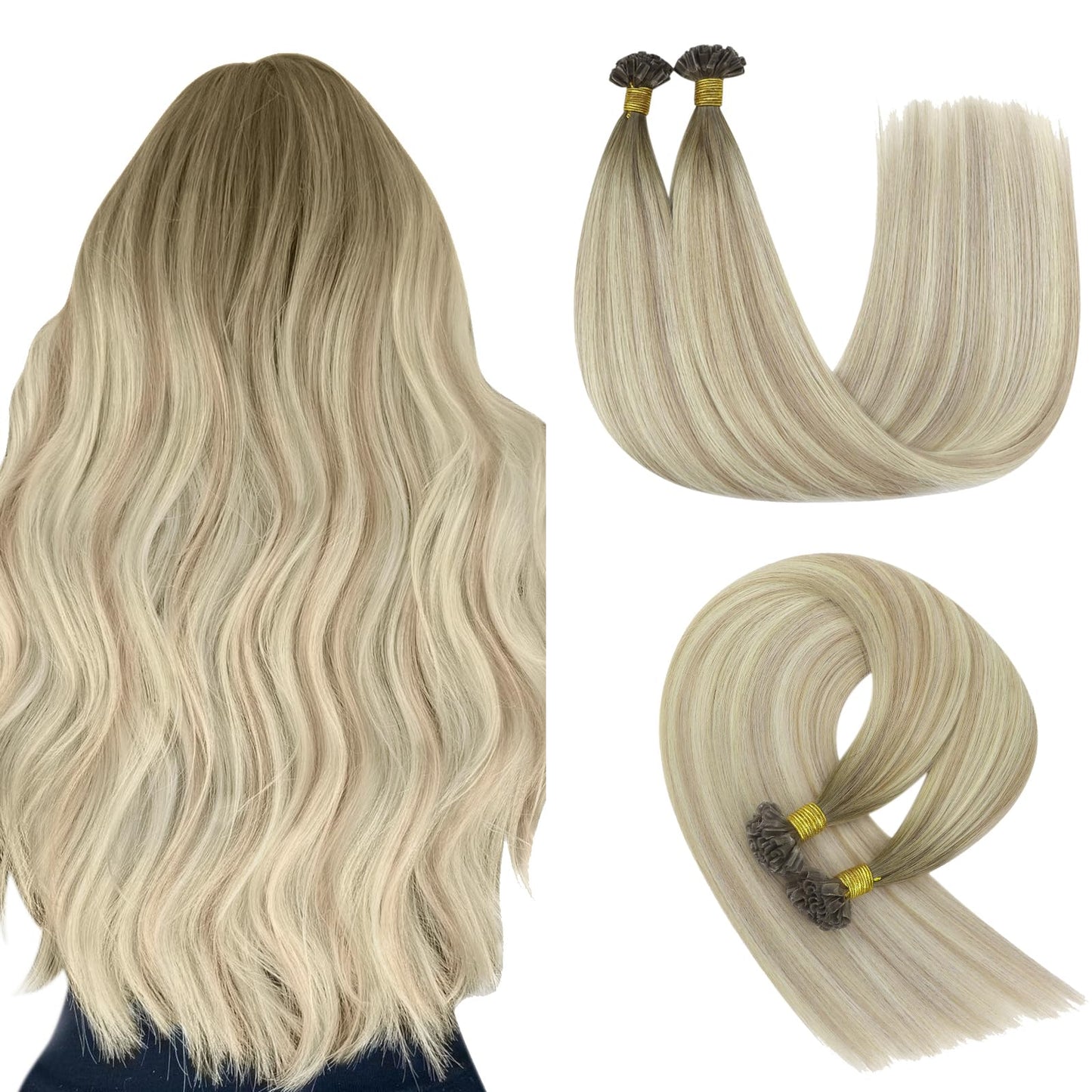 REMY premium Micro Link Hair Extensions Highlight Micro Loop Hair Extensions Real Human Hair Light Brown Highlights Blonde Micro Extensions Real Human Hair Add Hair Volume 18 Inch 50s/50g