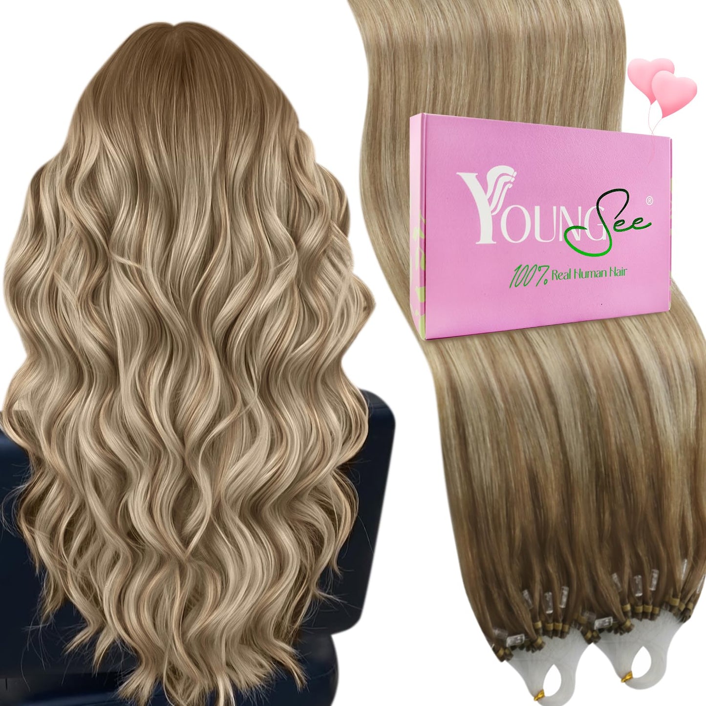REMY premium Micro Link Hair Extensions Highlight Micro Loop Hair Extensions Real Human Hair Light Brown Highlights Blonde Micro Extensions Real Human Hair Add Hair Volume 18 Inch 50s/50g