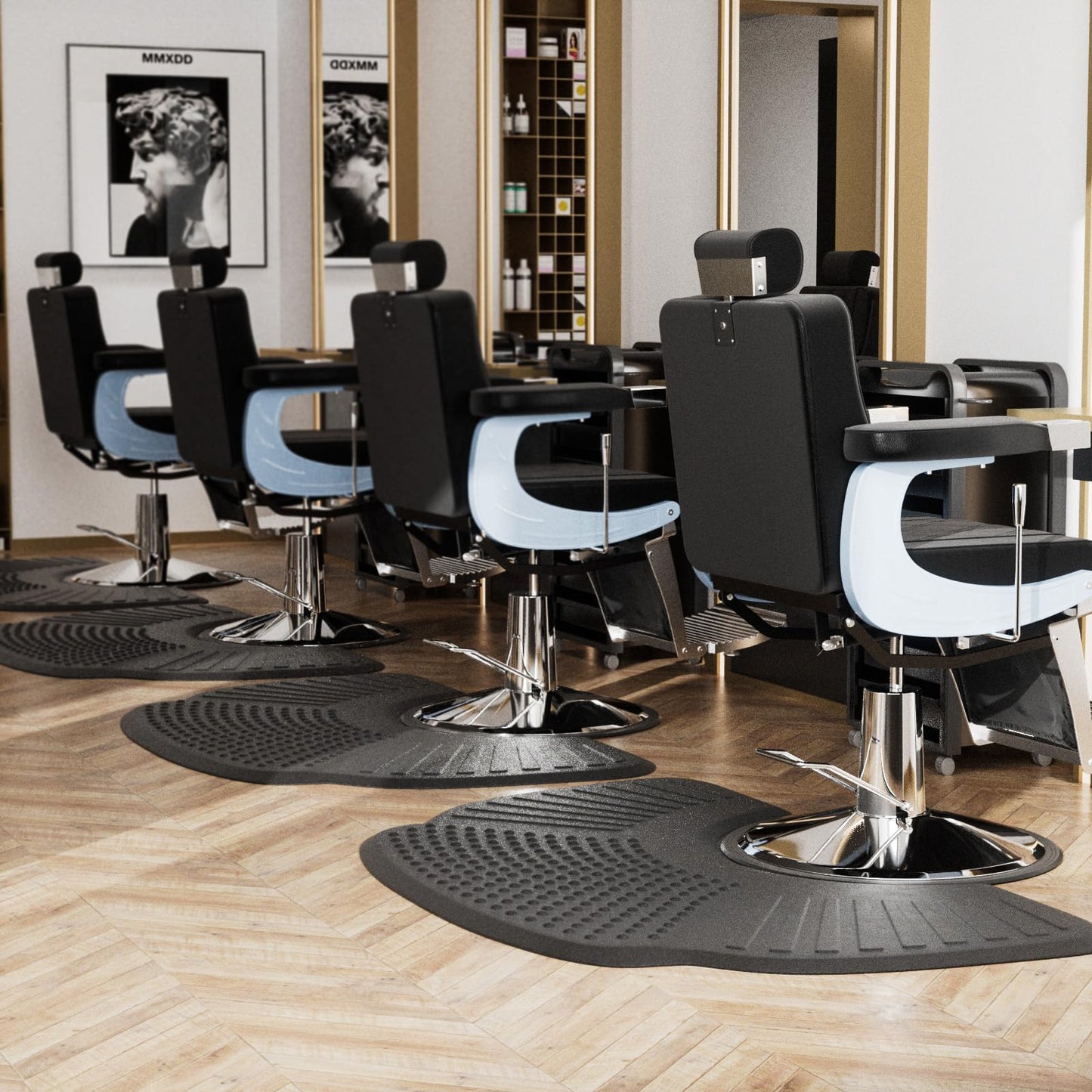 Mefeir 3' x 5' - 7/8'' Thick Salon Anti Fatigue Mat for Hair Stylist, Rectangle Comfort Barber Shop Beauty Floor Mats Under Styling Chair