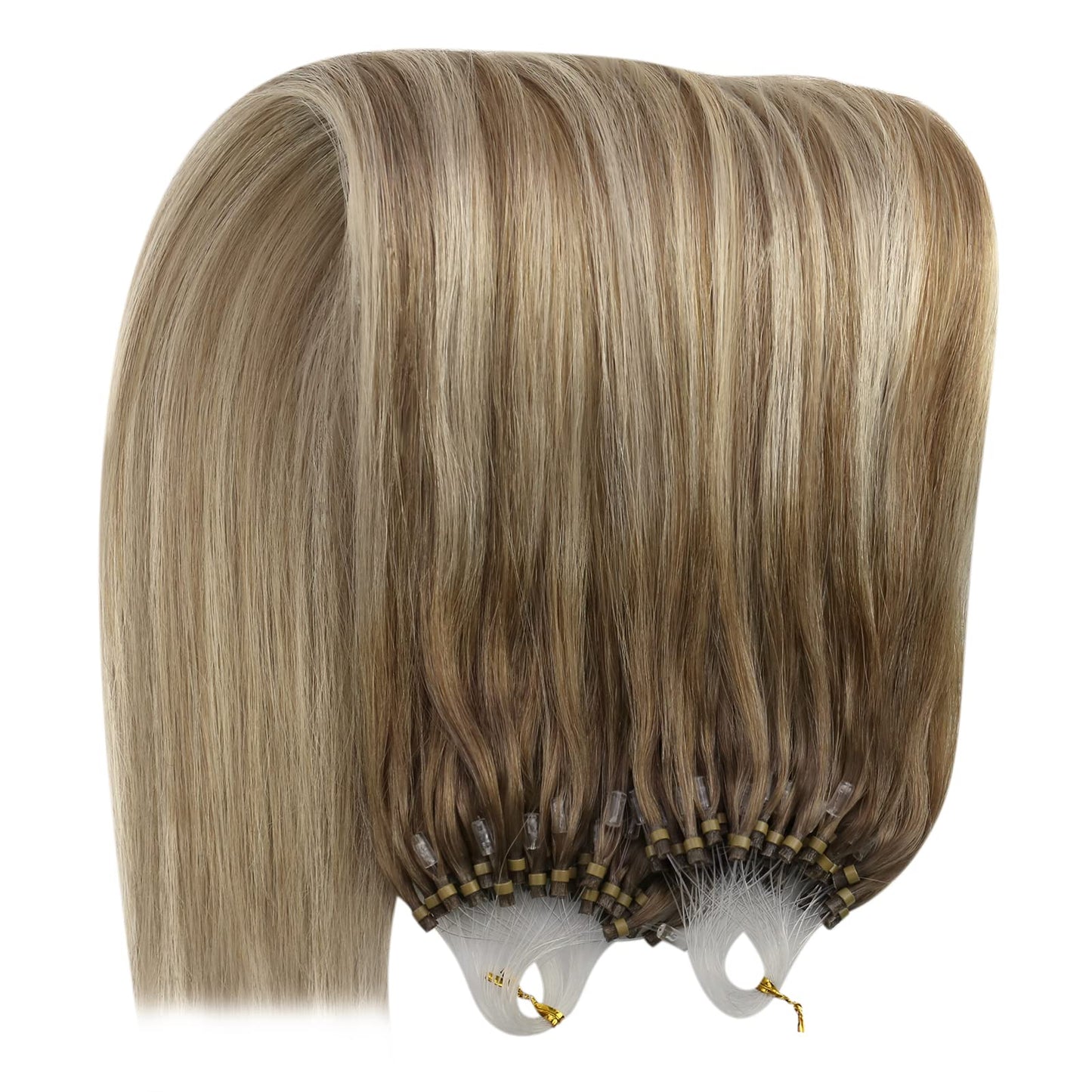 REMY premium Micro Link Hair Extensions Highlight Micro Loop Hair Extensions Real Human Hair Light Brown Highlights Blonde Micro Extensions Real Human Hair Add Hair Volume 18 Inch 50s/50g