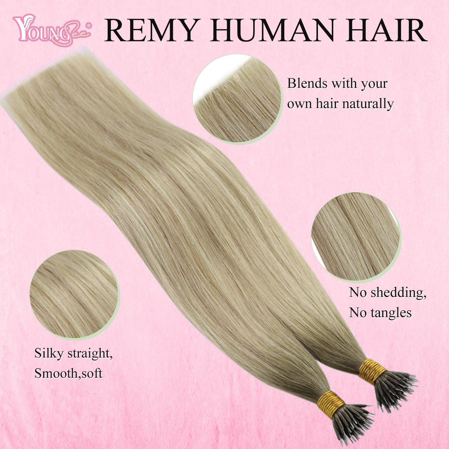 REMY premium Micro Link Hair Extensions Highlight Micro Loop Hair Extensions Real Human Hair Light Brown Highlights Blonde Micro Extensions Real Human Hair Add Hair Volume 18 Inch 50s/50g