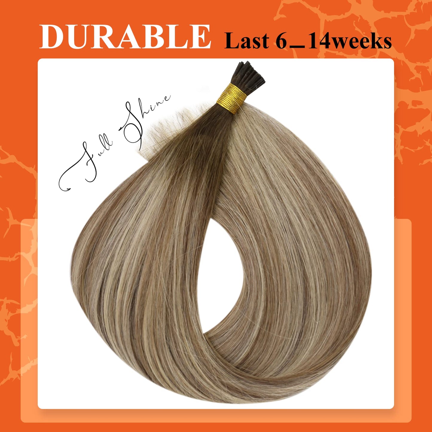 Full Shine Cold Fusion Prebonded Human Hair Extensions with Microbeads Color 18 Ash Blonde Highlighted 613 Blonde Micro Link Straight Hair 22 Inch Natural Hair Extensions for Women 50 Strands