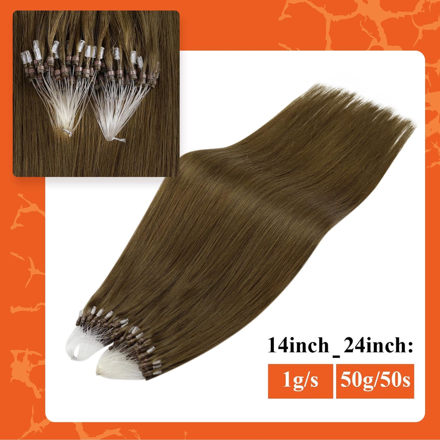 Full Shine Cold Fusion Prebonded Human Hair Extensions with Microbeads Color 18 Ash Blonde Highlighted 613 Blonde Micro Link Straight Hair 22 Inch Natural Hair Extensions for Women 50 Strands