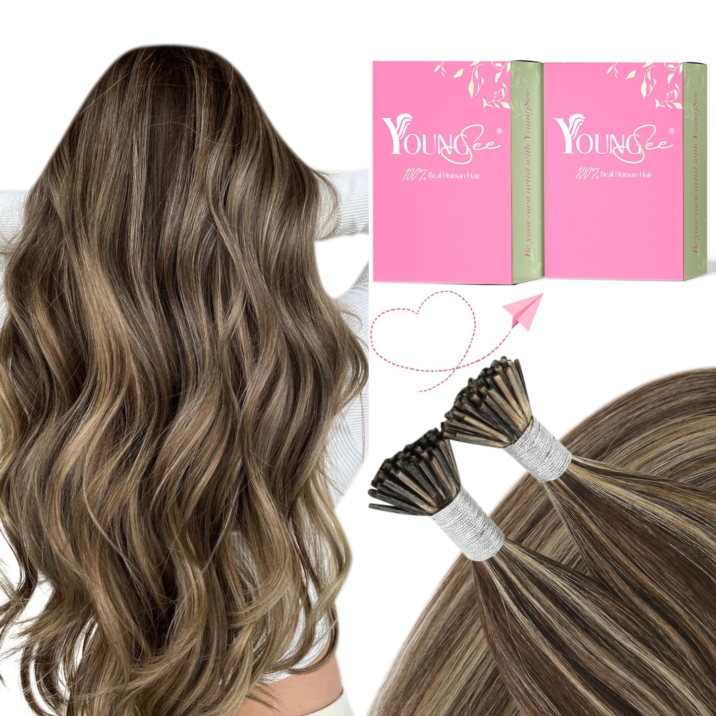 REMY premium Micro Link Hair Extensions Highlight Micro Loop Hair Extensions Real Human Hair Light Brown Highlights Blonde Micro Extensions Real Human Hair Add Hair Volume 18 Inch 50s/50g