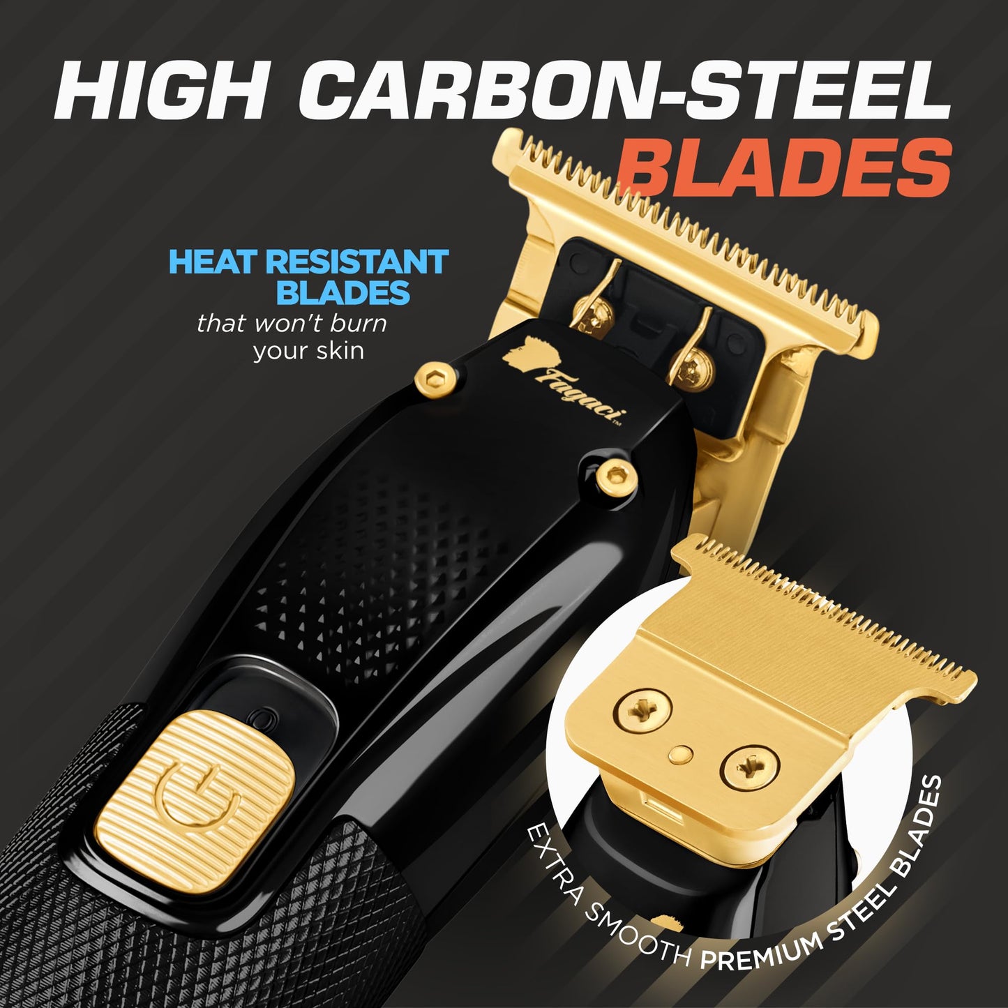Fagaci Cordless Trimmers for Barbers - Turbo Power with Precise Cutting, Hair Liners for Men Clippers, T-Blade Trimmer for Men, Professional Zero Gapped Hair Trimmer for Men, T-Outliner Barber Trimmer