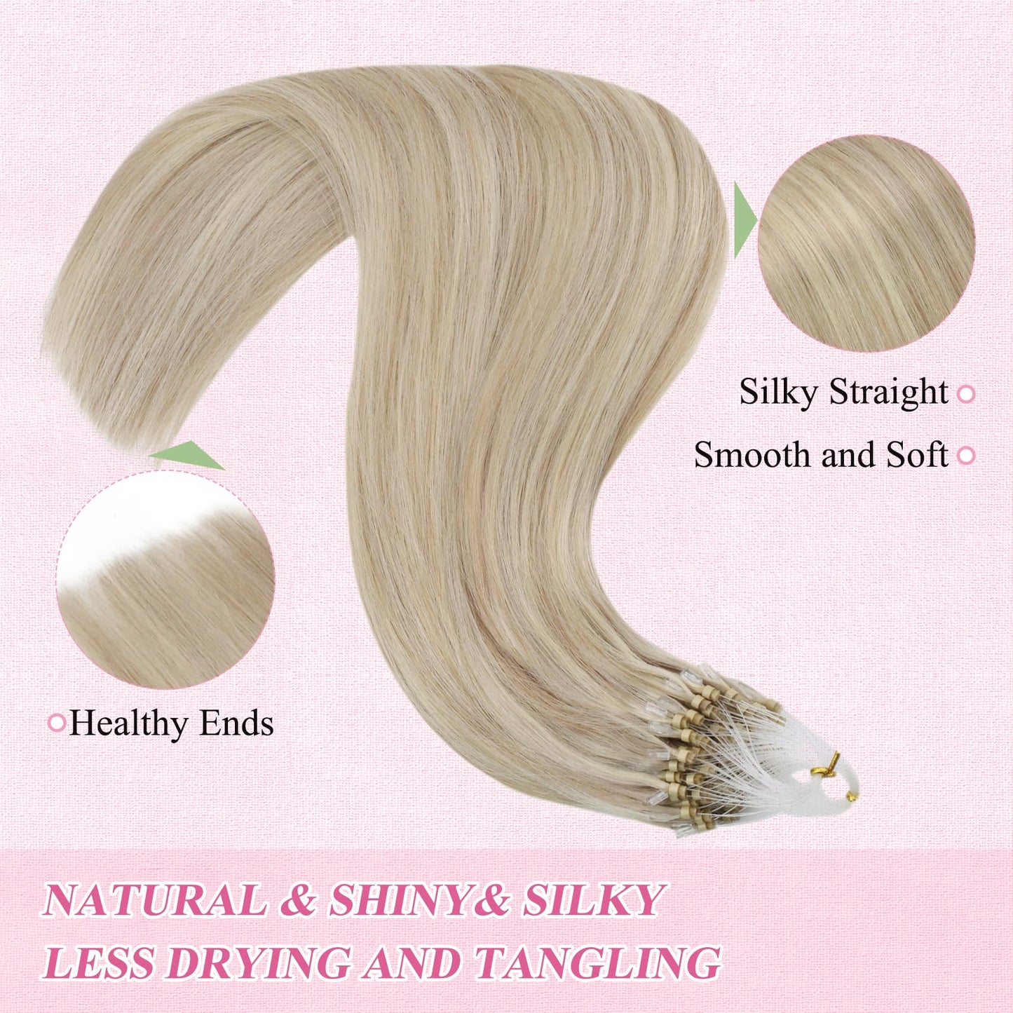 REMY premium Micro Link Hair Extensions Highlight Micro Loop Hair Extensions Real Human Hair Light Brown Highlights Blonde Micro Extensions Real Human Hair Add Hair Volume 18 Inch 50s/50g