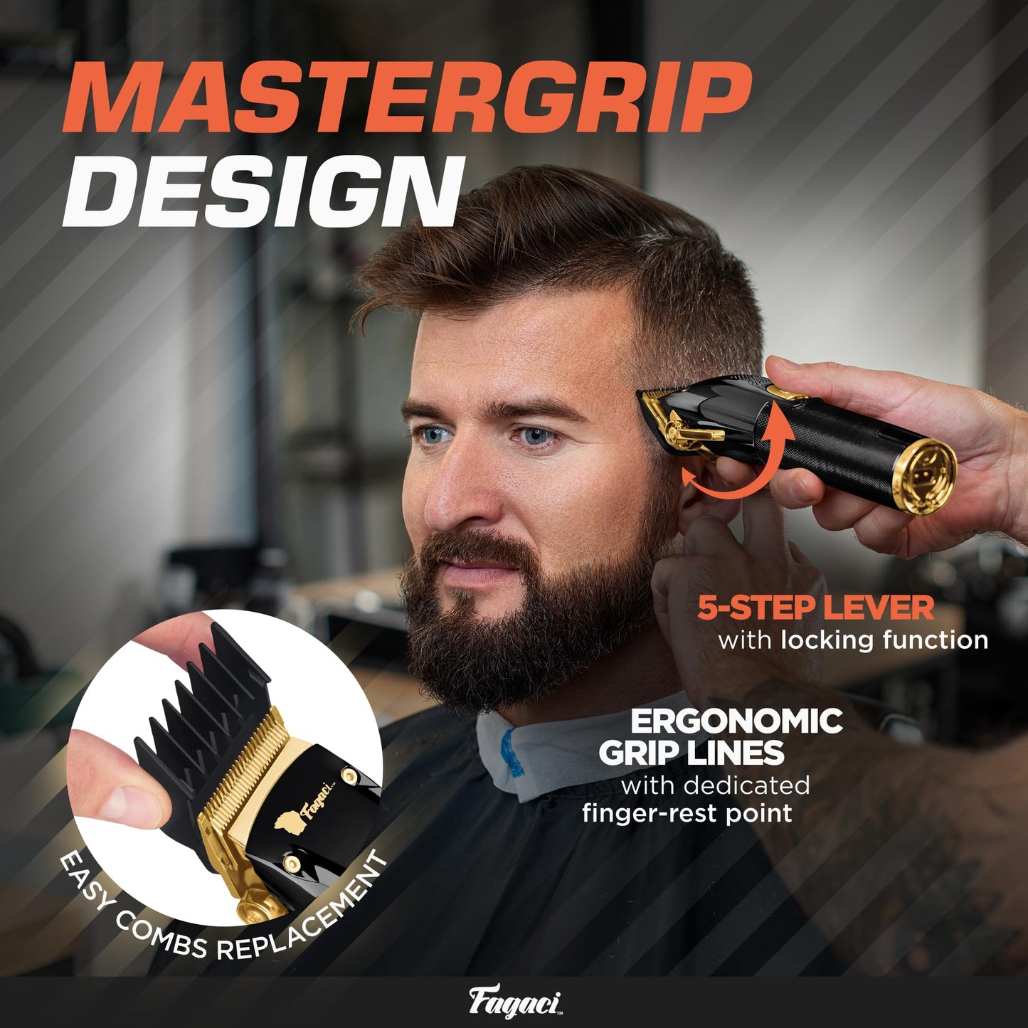 Fagaci Professional Hair Clippers for Barbers with Precise Cutting, Turbo Power Cordless Hair Clippers for Men Professional, Clippers for Hair Cutting, Maquina de Cortar Cabello, Men Hair Clippers Kit