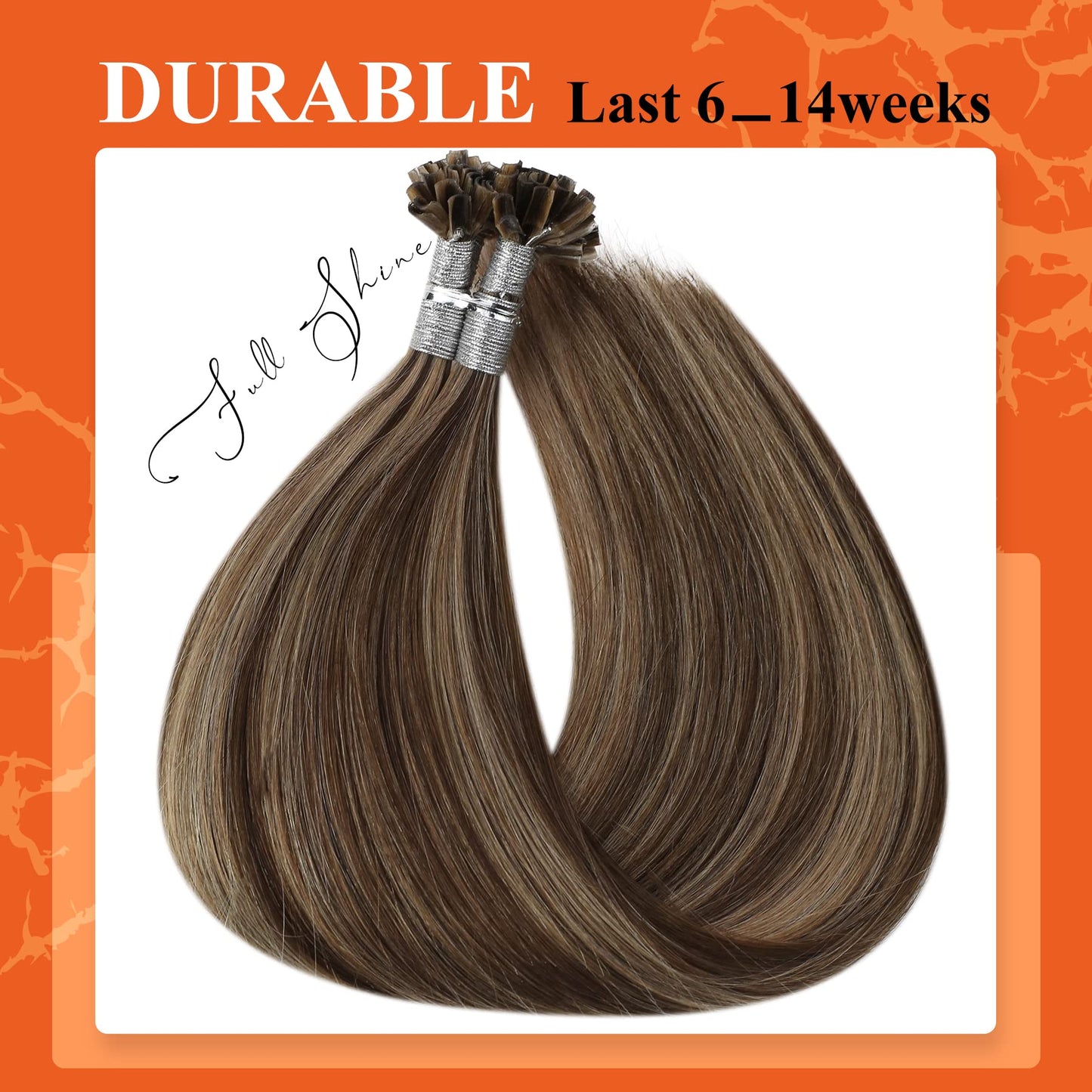 Full Shine Cold Fusion Prebonded Human Hair Extensions with Microbeads Color 18 Ash Blonde Highlighted 613 Blonde Micro Link Straight Hair 22 Inch Natural Hair Extensions for Women 50 Strands