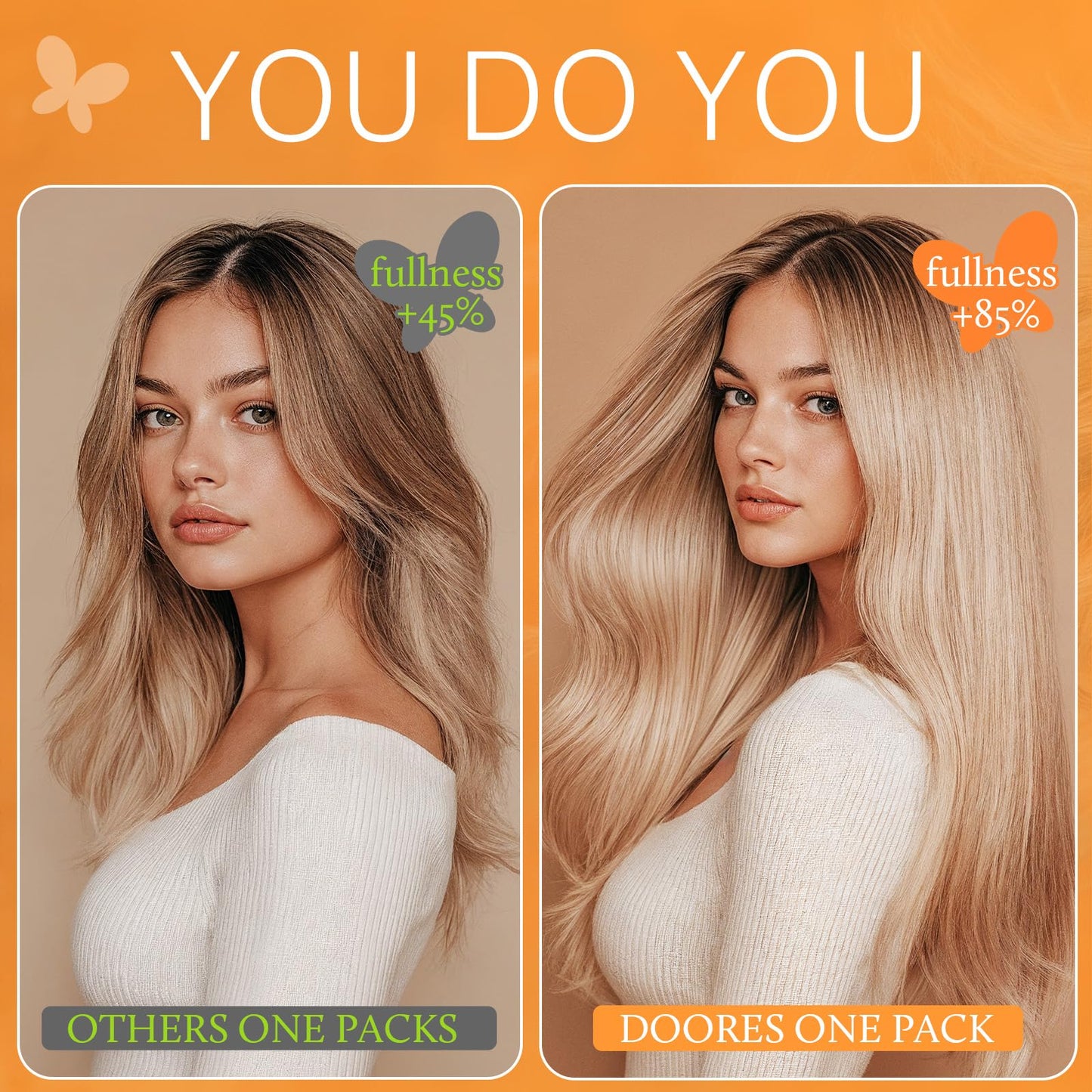 DOORES Seamless Clip in Hair Extensions Real Human Hair, Jet Black 150g 7pcs 20 Inch, Hair Extensions Clip in Human Hair Extensions Clip ins with Thin Weft Thick Straight Hair