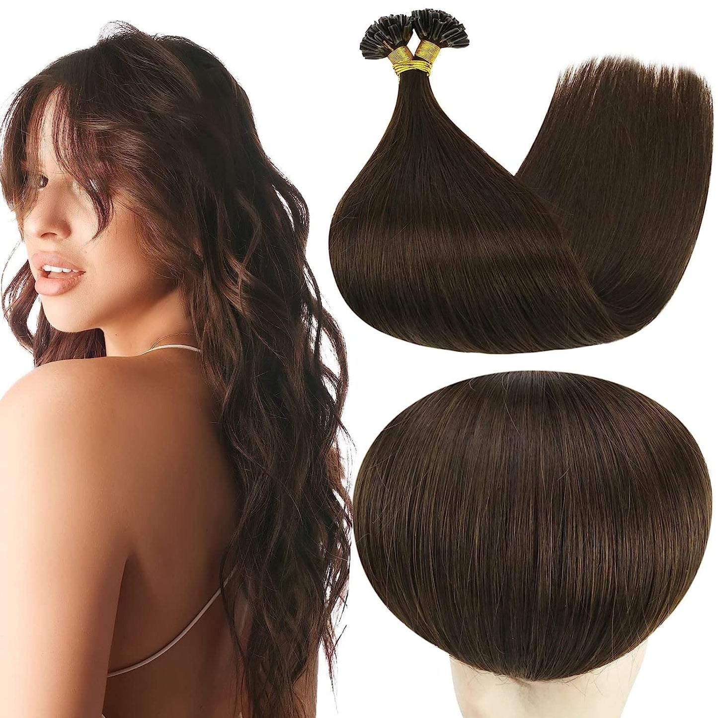 Full Shine Cold Fusion Prebonded Human Hair Extensions with Microbeads Color 18 Ash Blonde Highlighted 613 Blonde Micro Link Straight Hair 22 Inch Natural Hair Extensions for Women 50 Strands