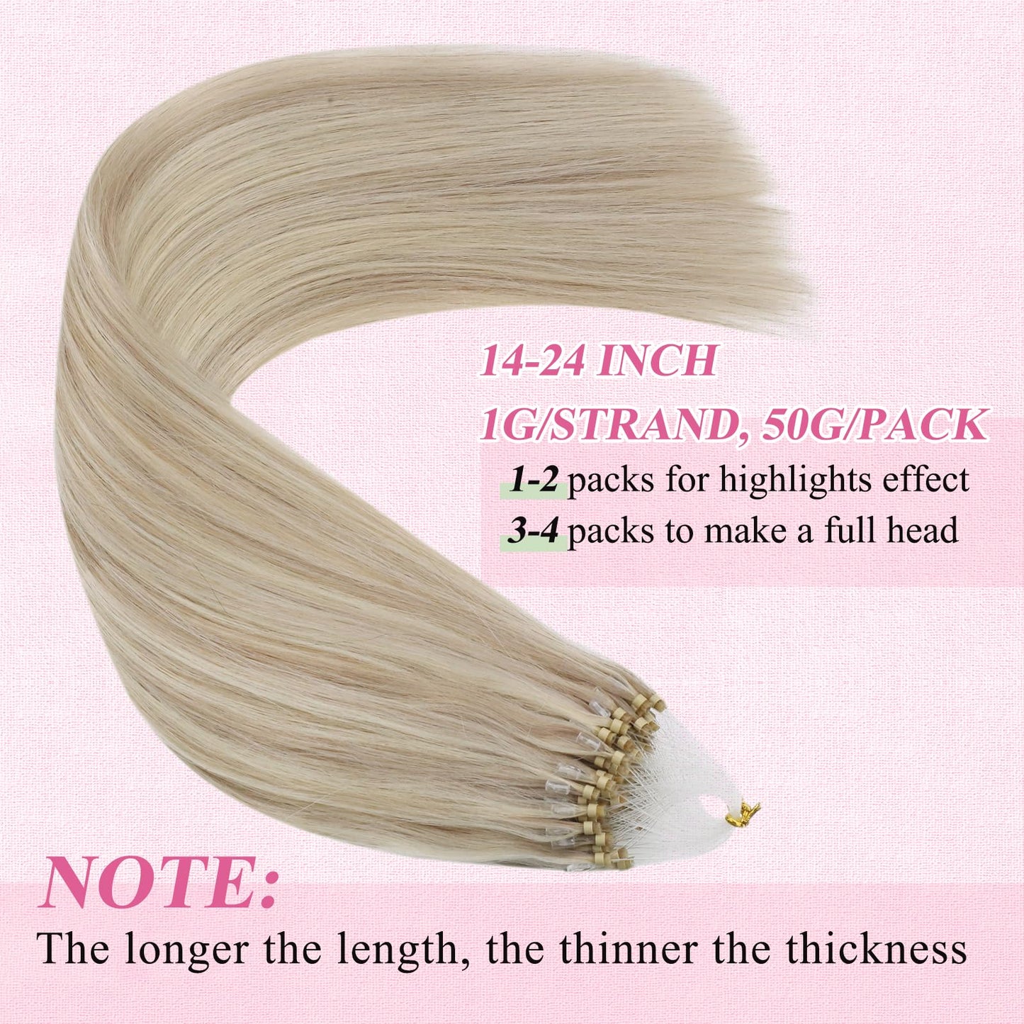 REMY premium Micro Link Hair Extensions Highlight Micro Loop Hair Extensions Real Human Hair Light Brown Highlights Blonde Micro Extensions Real Human Hair Add Hair Volume 18 Inch 50s/50g