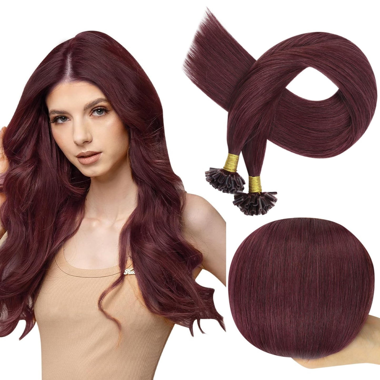 Full Shine Cold Fusion Prebonded Human Hair Extensions with Microbeads Color 18 Ash Blonde Highlighted 613 Blonde Micro Link Straight Hair 22 Inch Natural Hair Extensions for Women 50 Strands
