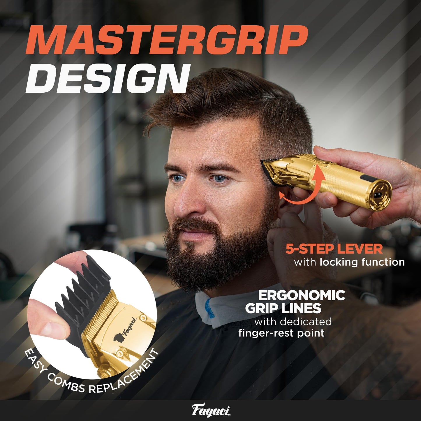 Fagaci Professional Hair Clippers for Barbers with Precise Cutting, Turbo Power Cordless Hair Clippers for Men Professional, Clippers for Hair Cutting, Maquina de Cortar Cabello, Men Hair Clippers Kit