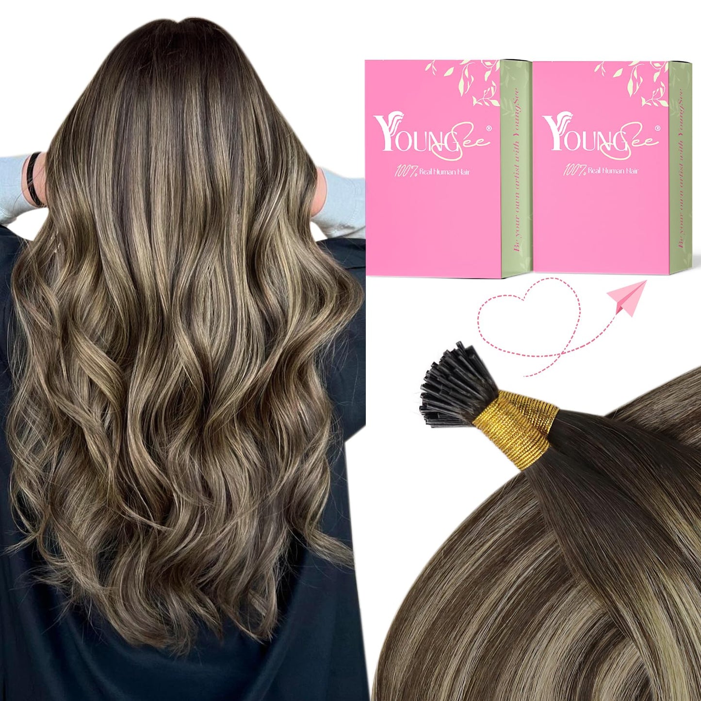 REMY premium Micro Link Hair Extensions Highlight Micro Loop Hair Extensions Real Human Hair Light Brown Highlights Blonde Micro Extensions Real Human Hair Add Hair Volume 18 Inch 50s/50g