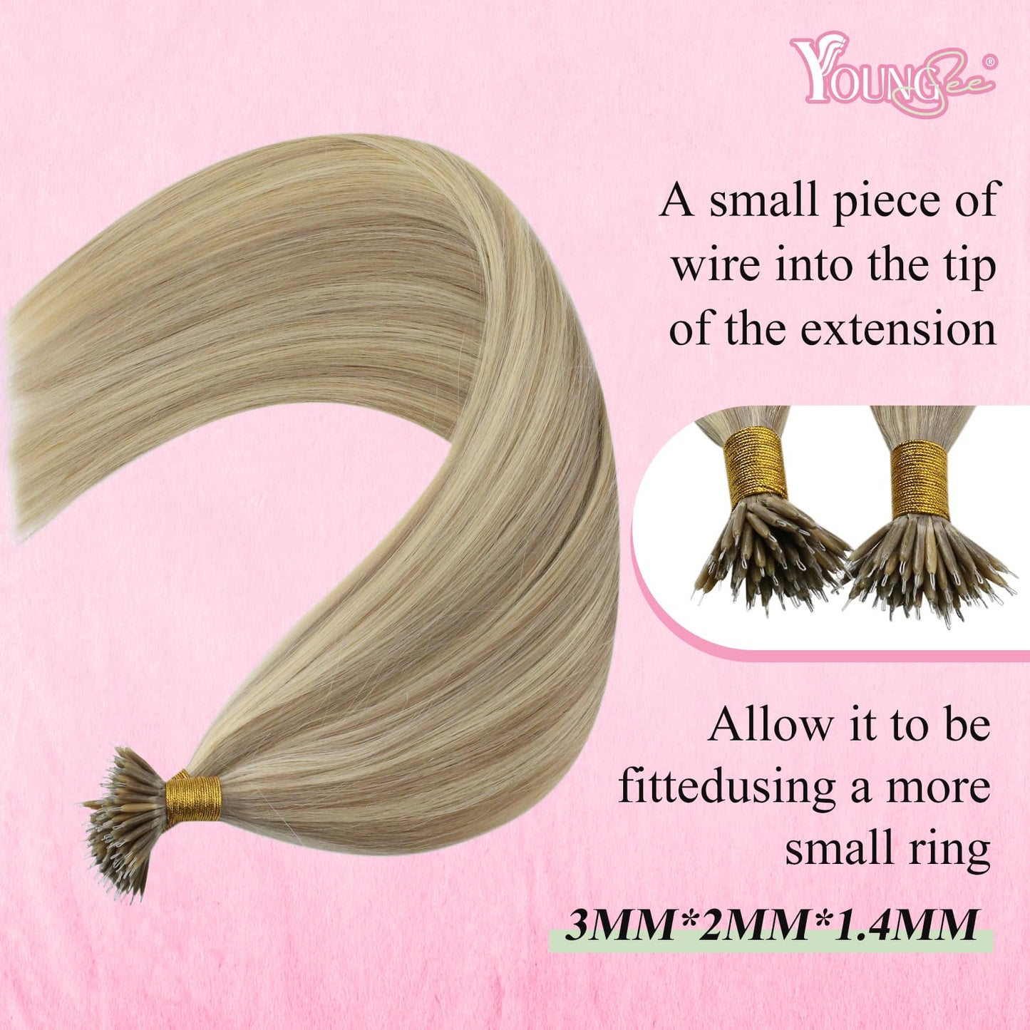 REMY premium Micro Link Hair Extensions Highlight Micro Loop Hair Extensions Real Human Hair Light Brown Highlights Blonde Micro Extensions Real Human Hair Add Hair Volume 18 Inch 50s/50g