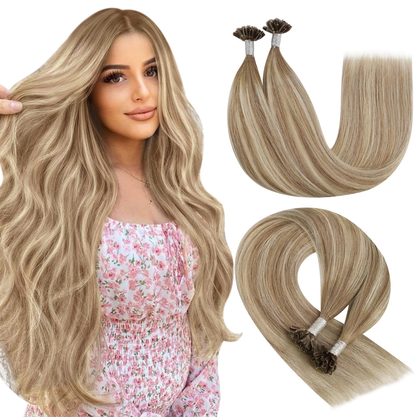 REMY premium Micro Link Hair Extensions Highlight Micro Loop Hair Extensions Real Human Hair Light Brown Highlights Blonde Micro Extensions Real Human Hair Add Hair Volume 18 Inch 50s/50g