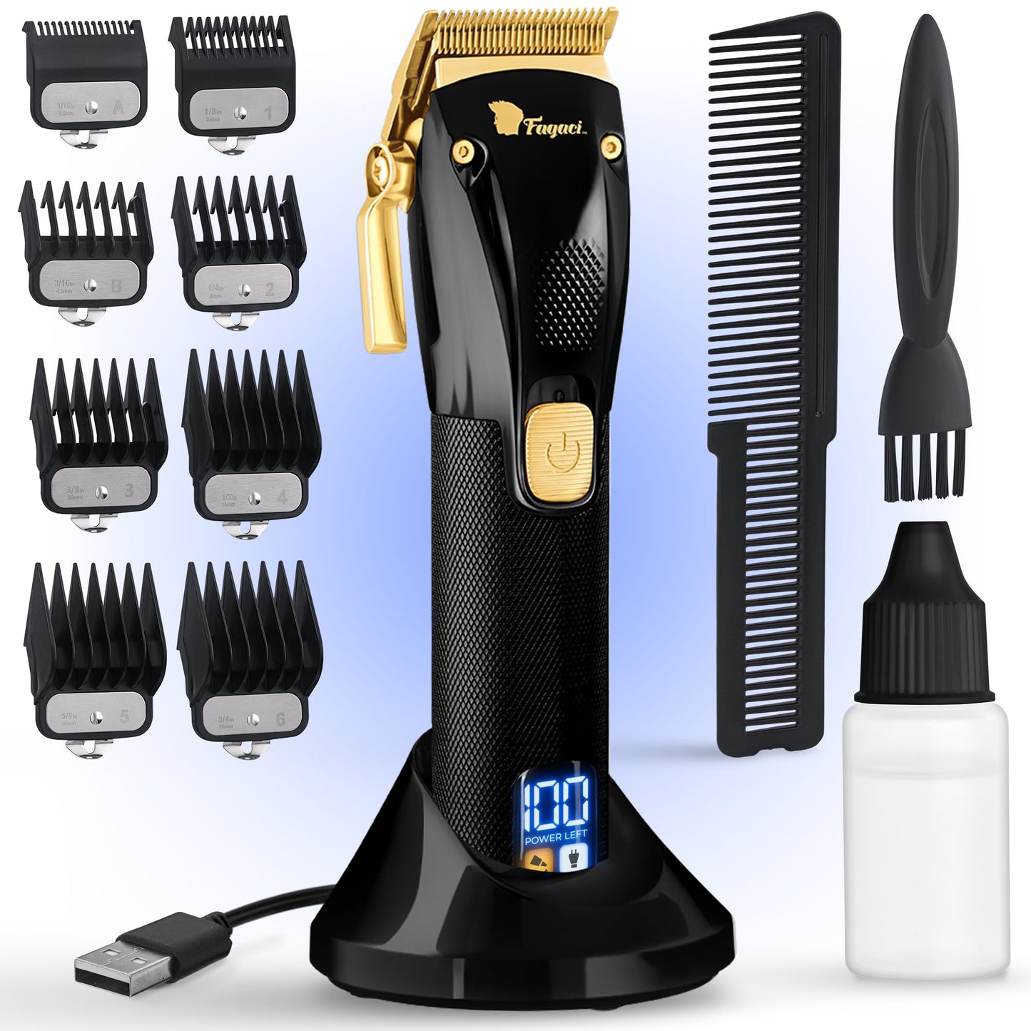 Fagaci Professional Hair Clippers for Barbers with Precise Cutting, Turbo Power Cordless Hair Clippers for Men Professional, Clippers for Hair Cutting, Maquina de Cortar Cabello, Men Hair Clippers Kit