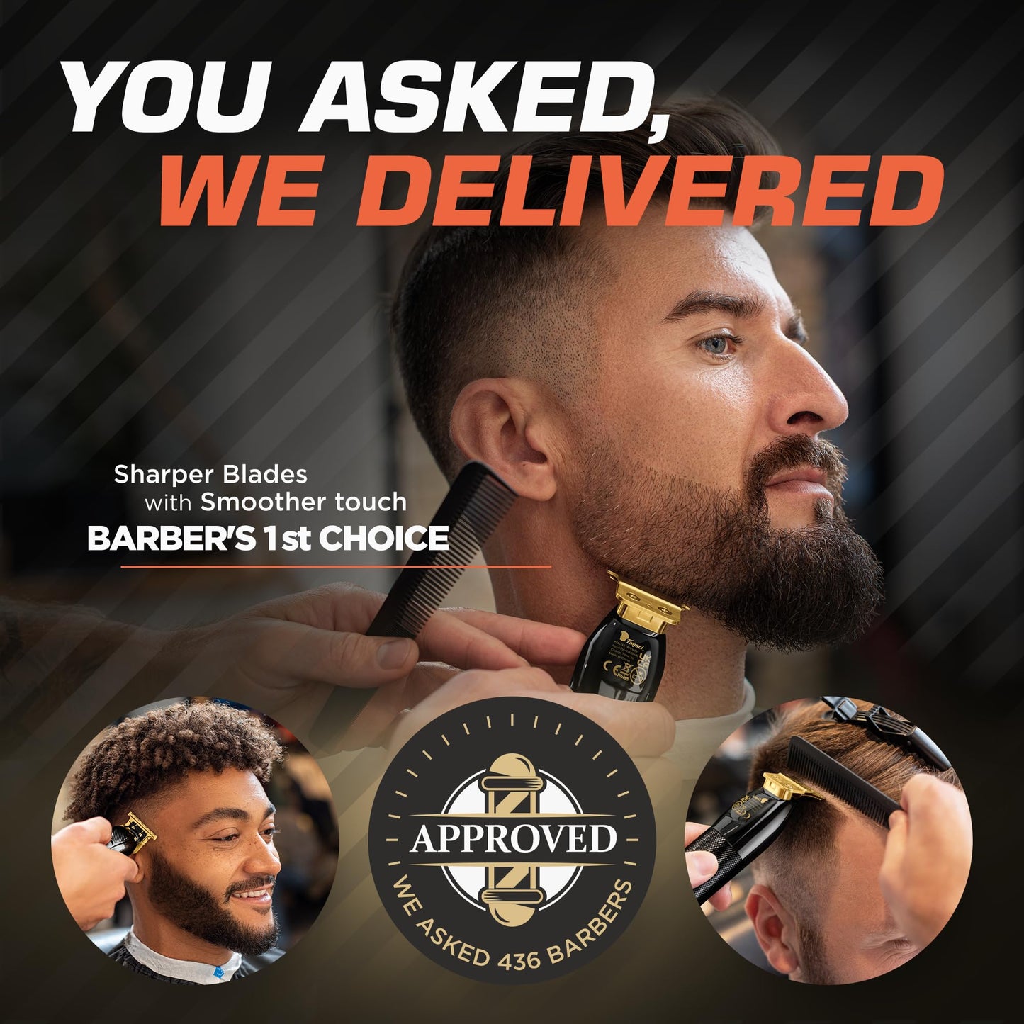 Fagaci Cordless Trimmers for Barbers - Turbo Power with Precise Cutting, Hair Liners for Men Clippers, T-Blade Trimmer for Men, Professional Zero Gapped Hair Trimmer for Men, T-Outliner Barber Trimmer