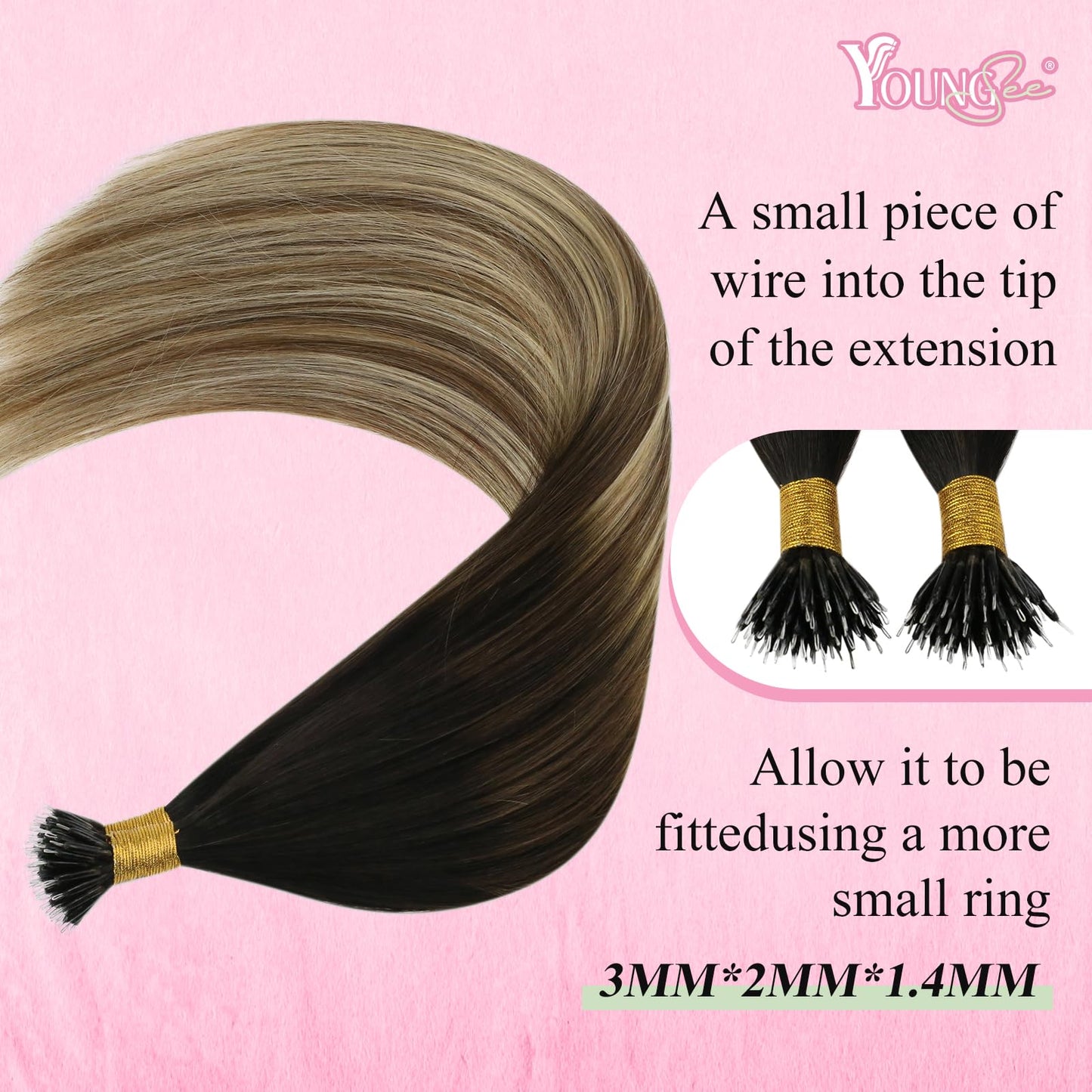 REMY premium Micro Link Hair Extensions Highlight Micro Loop Hair Extensions Real Human Hair Light Brown Highlights Blonde Micro Extensions Real Human Hair Add Hair Volume 18 Inch 50s/50g