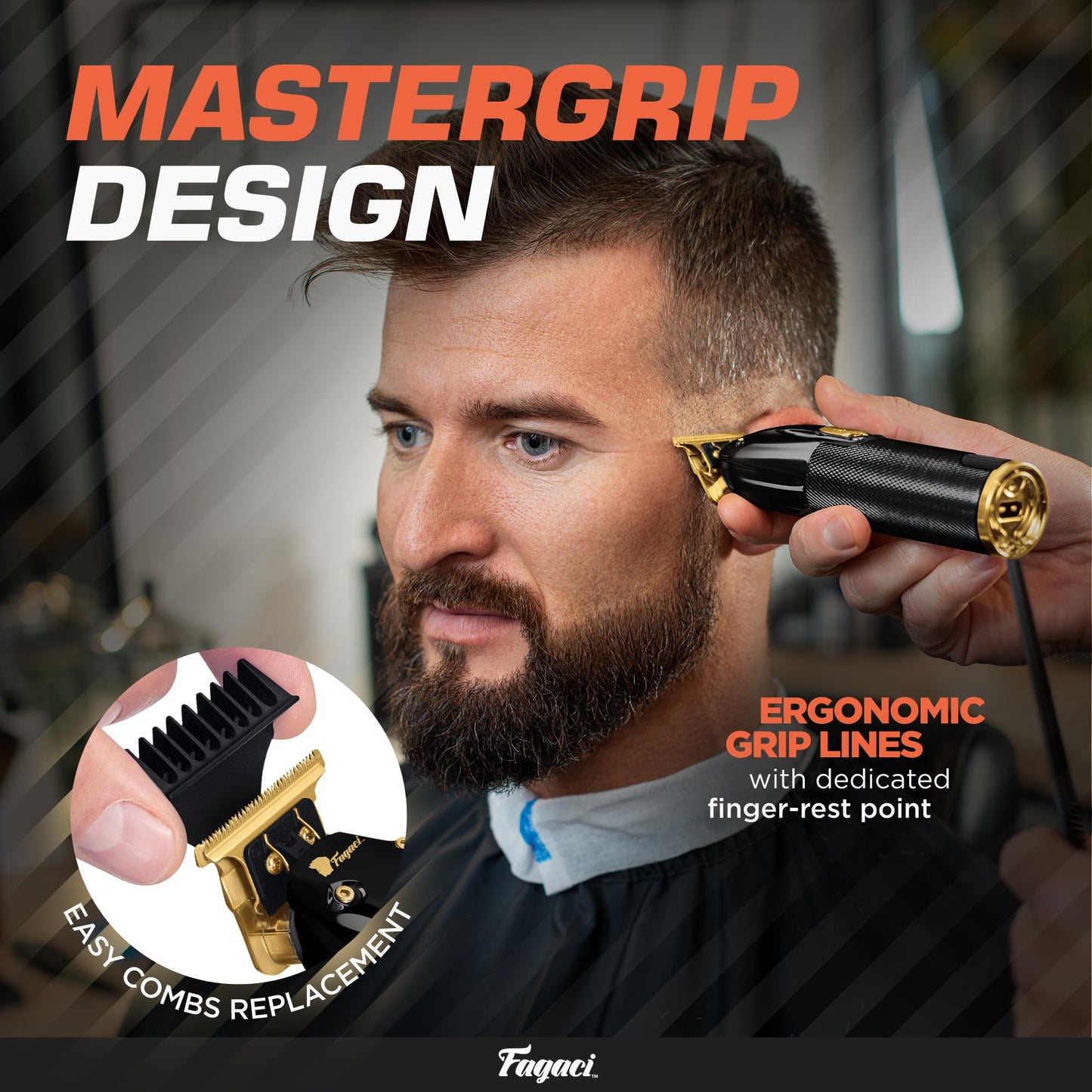 Fagaci Cordless Trimmers for Barbers - Turbo Power with Precise Cutting, Hair Liners for Men Clippers, T-Blade Trimmer for Men, Professional Zero Gapped Hair Trimmer for Men, T-Outliner Barber Trimmer