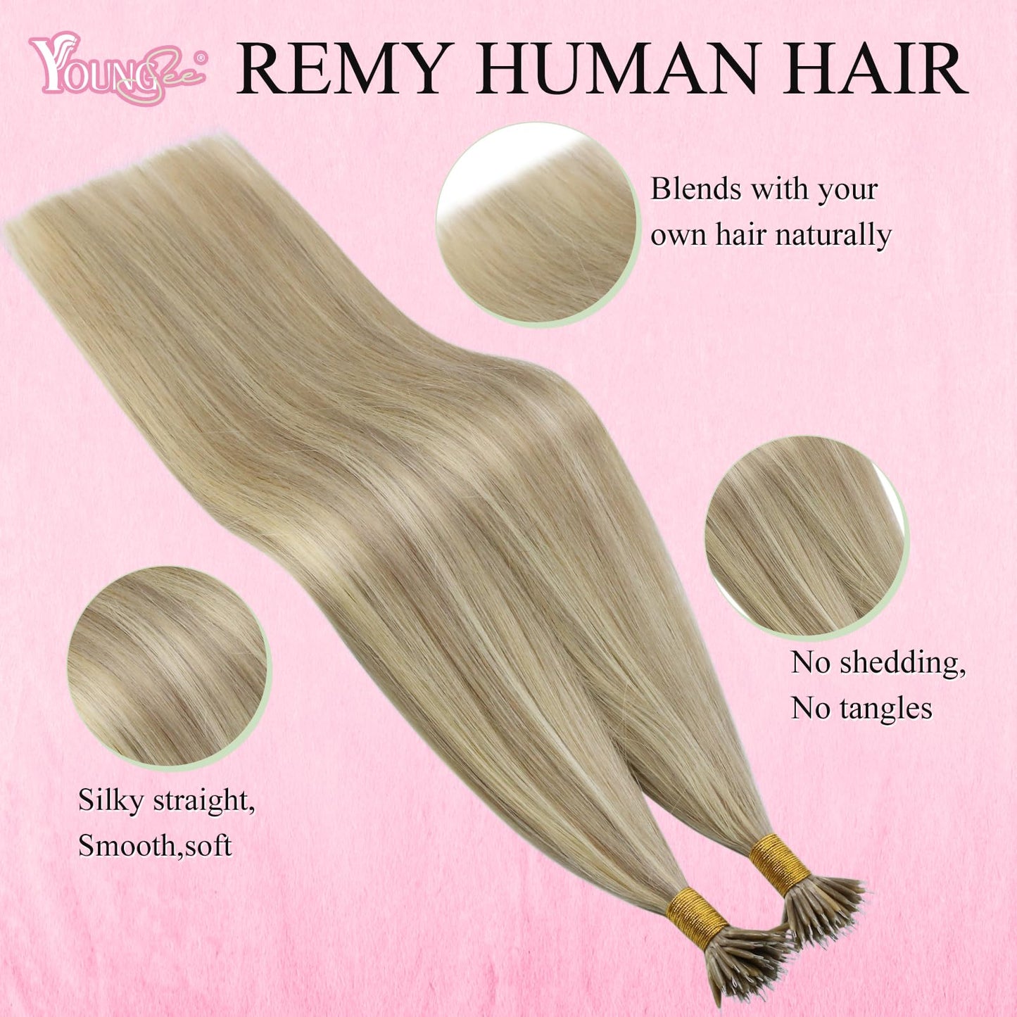 REMY premium Micro Link Hair Extensions Highlight Micro Loop Hair Extensions Real Human Hair Light Brown Highlights Blonde Micro Extensions Real Human Hair Add Hair Volume 18 Inch 50s/50g